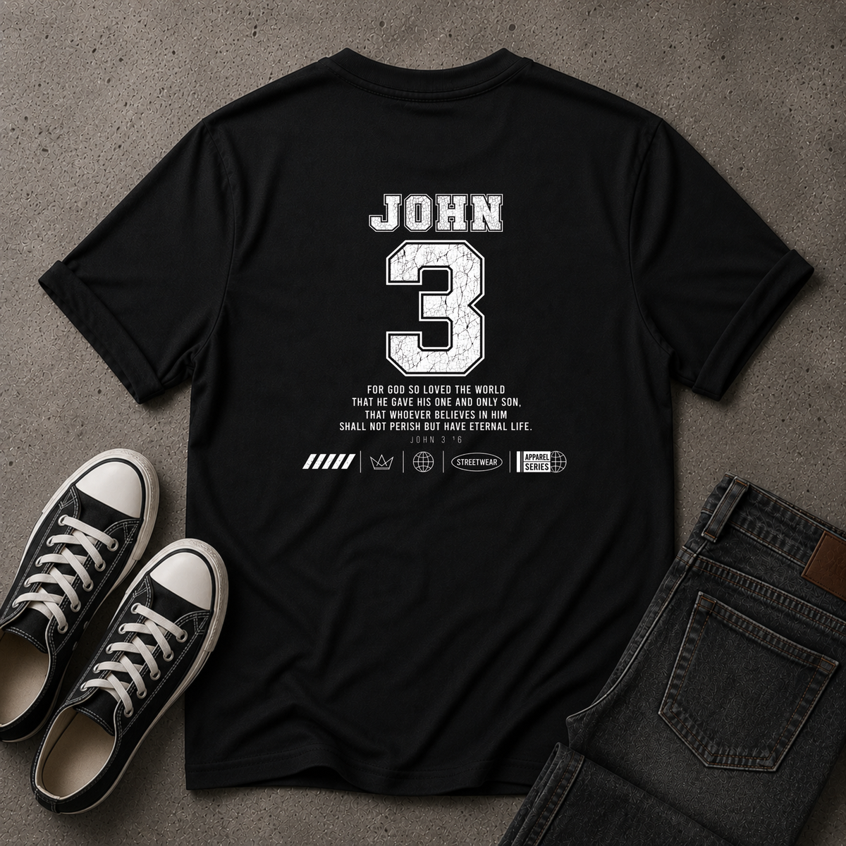John 3:16 Christian T-Shirt – For God So Loved the World (BACK DESIGN)