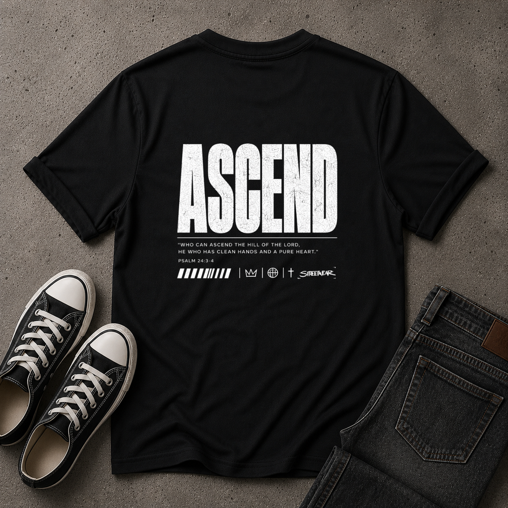 Ascend Christian T-Shirt – Psalm 24:3-4 – (BACK DESIGN)