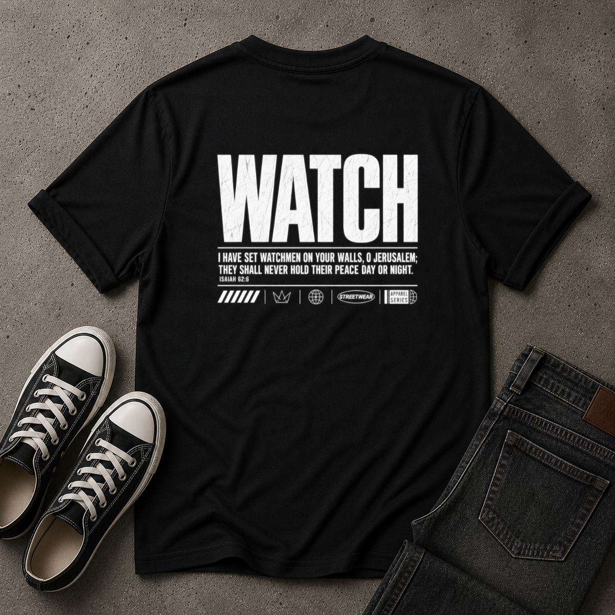 Watch Christian T-Shirt – Isaiah 62:6 Watchman Scripture Tee (BACK DESIGN)