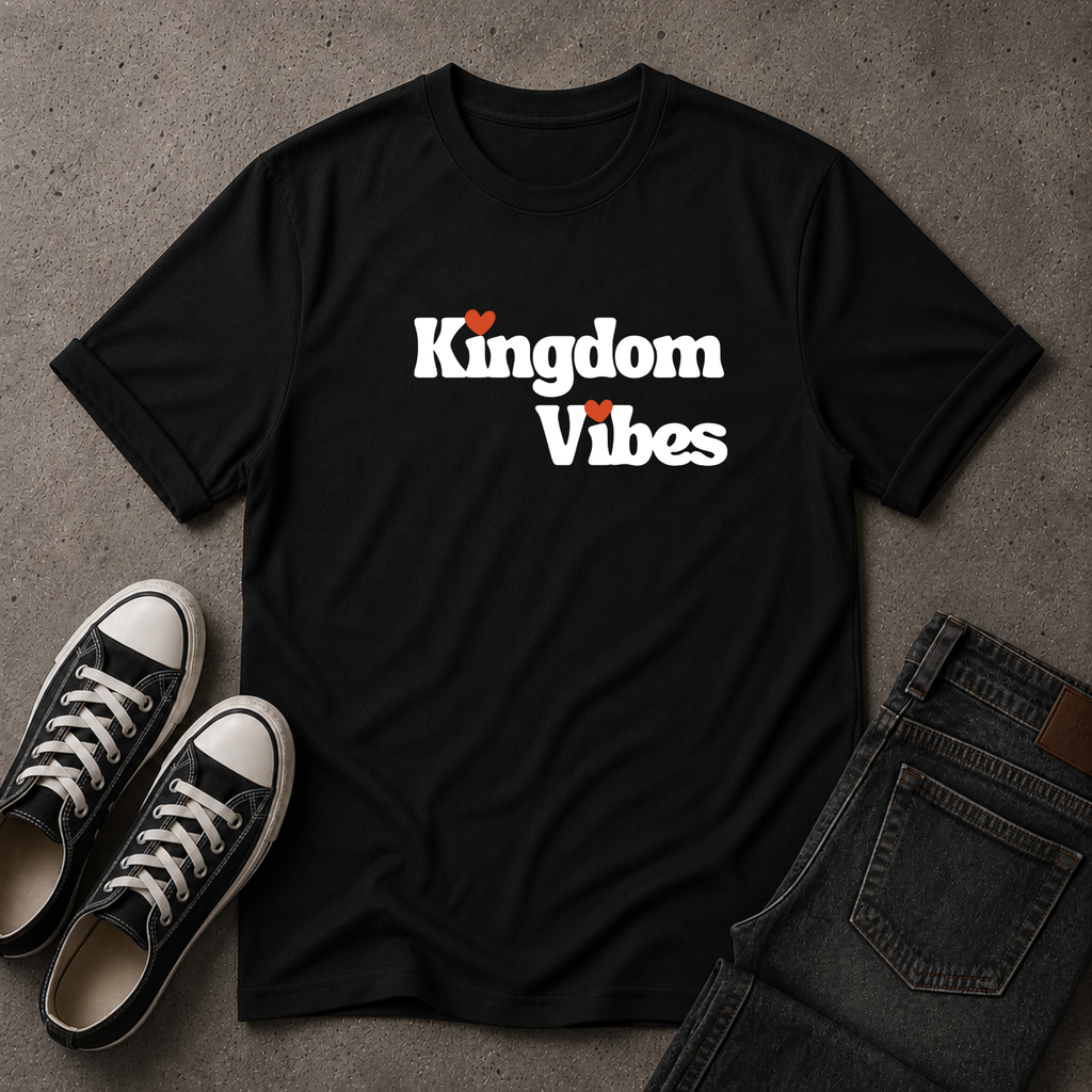 Kingdom Vibes Heart Logo T-Shirt – Christian Streetwear Tee (FRONT DESIGN)