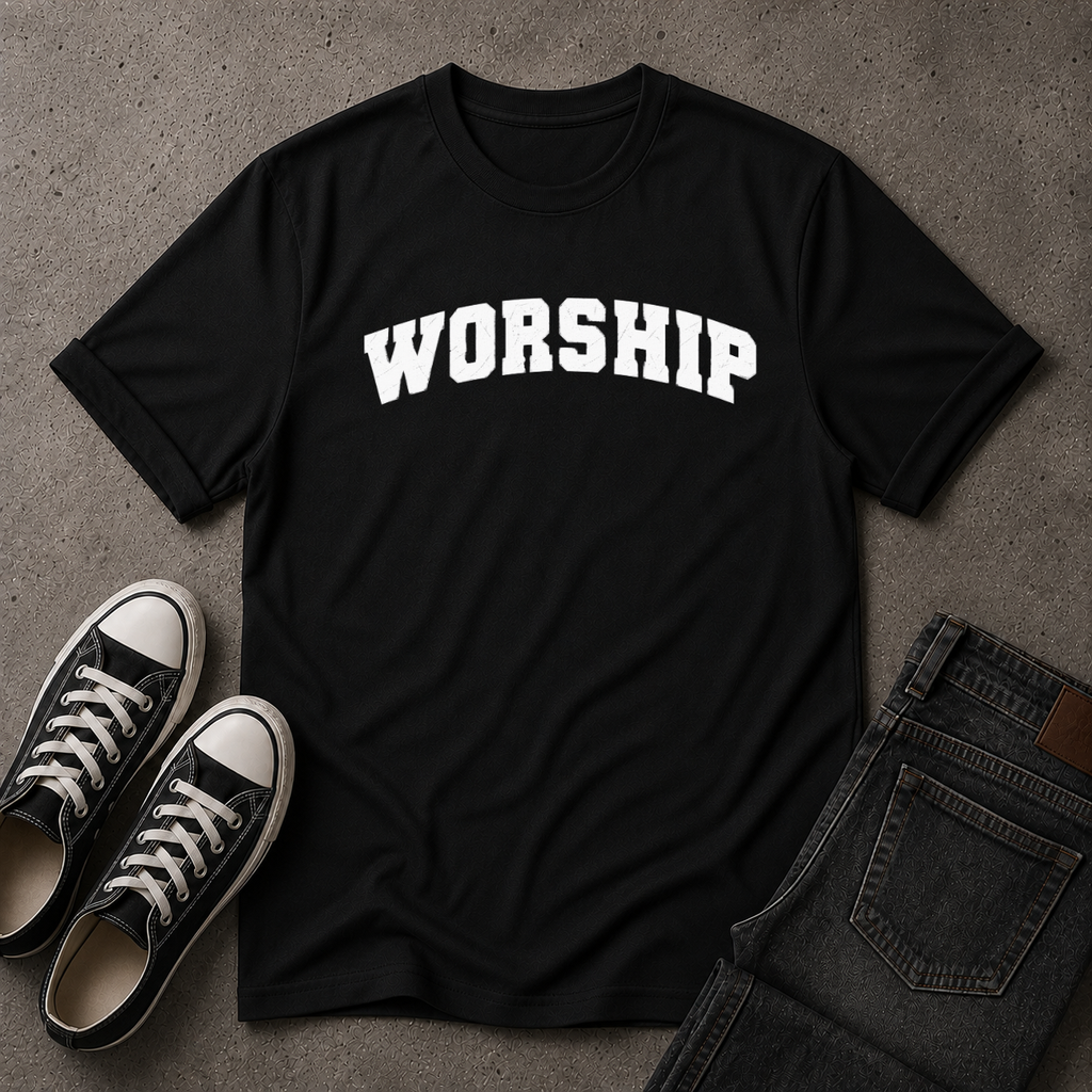 Worship Christian T-Shirt – Christian Streetwear Tee (FRONT DESIGN)