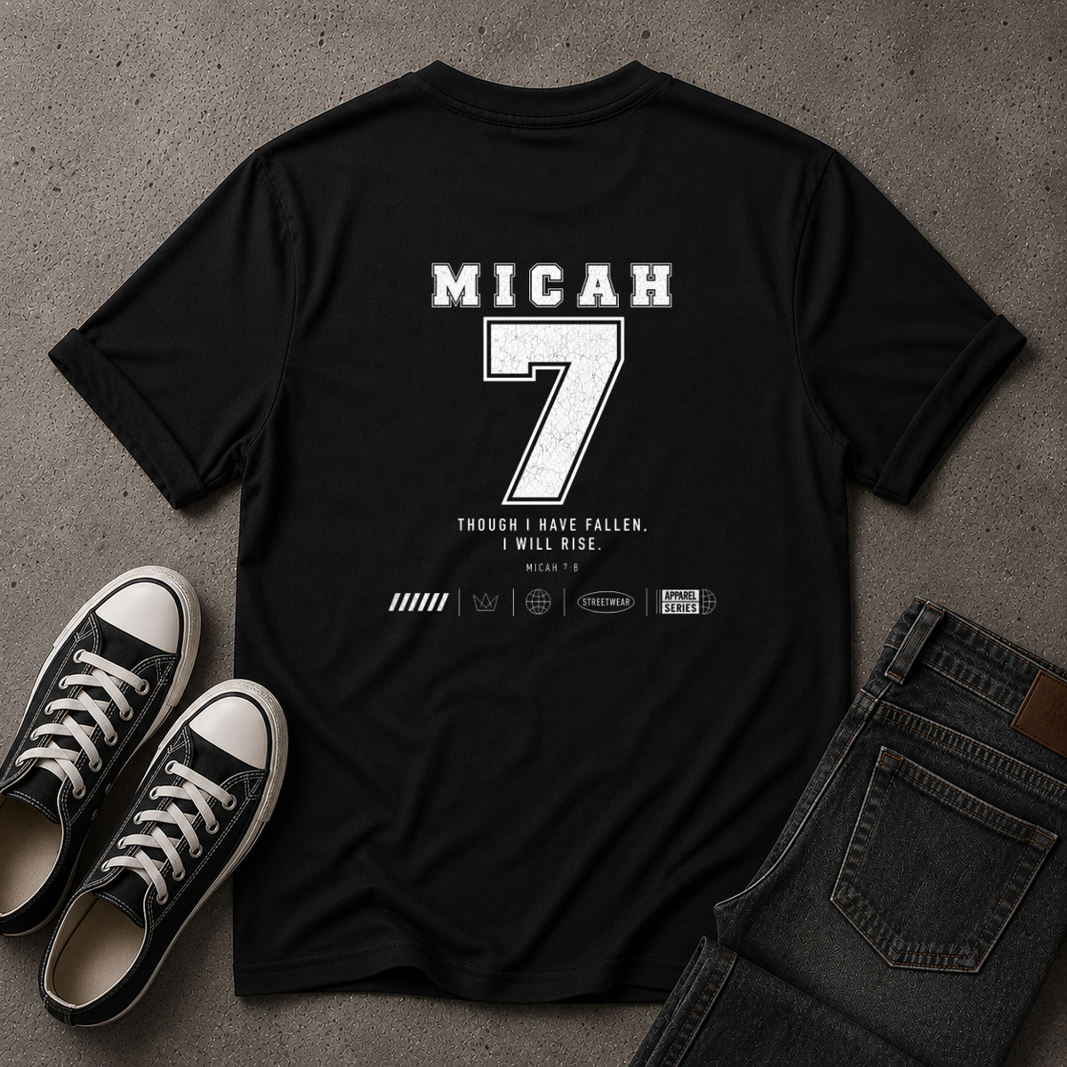 Micah 7 Christian T-Shirt – I Will Rise – (BACK DESIGN)