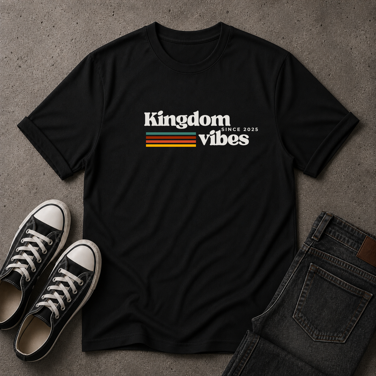 Kingdom Vibes Retro T-Shirt – Christian Streetwear Tee (FRONT DESIGN)