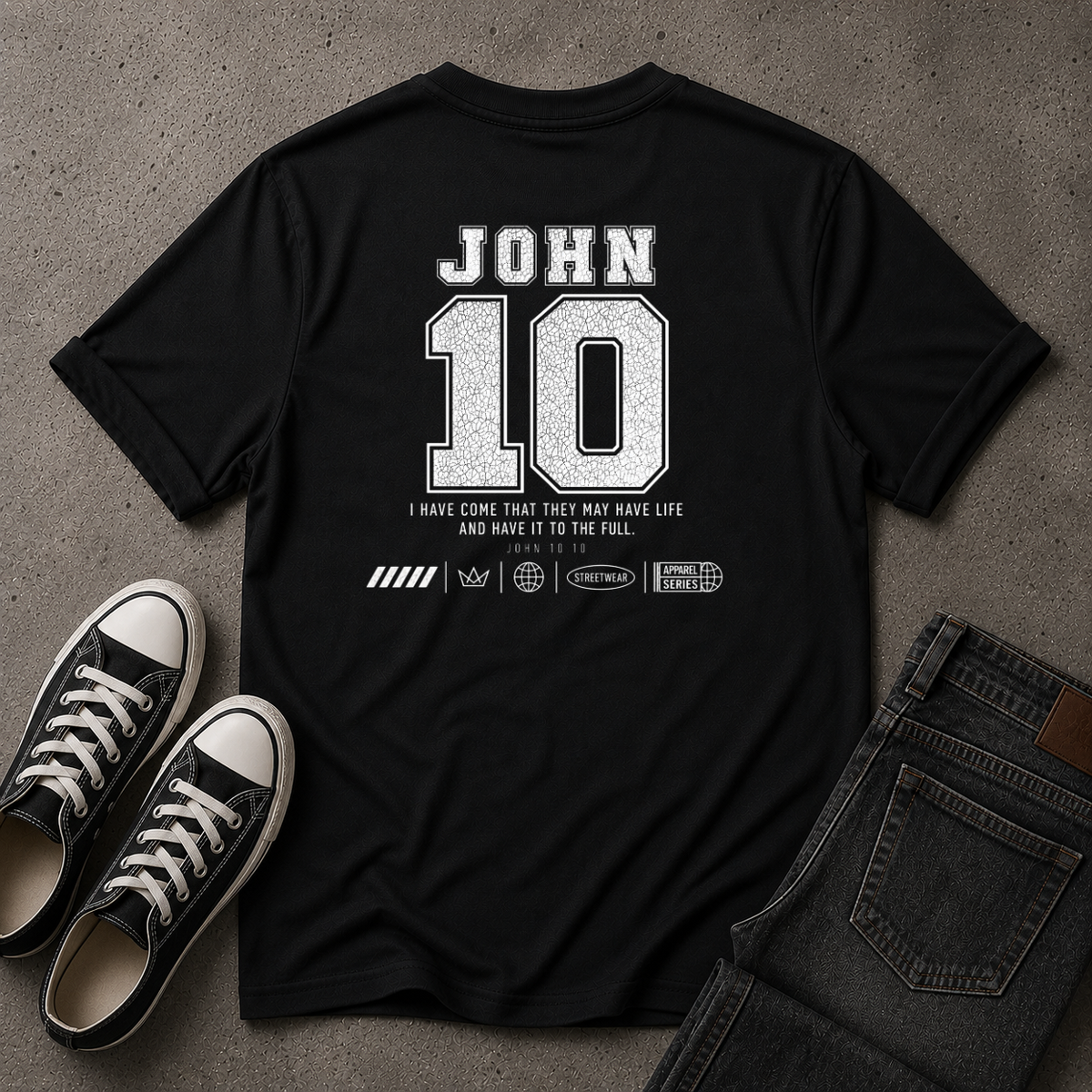 John 10:10 Christian T-Shirt – Life to the Full – (BACK DESIGN)