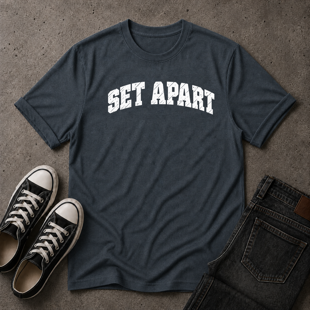 Set Apart Christian T-Shirt – Distressed Faith Streetwear Tee (FRONT DESIGN)