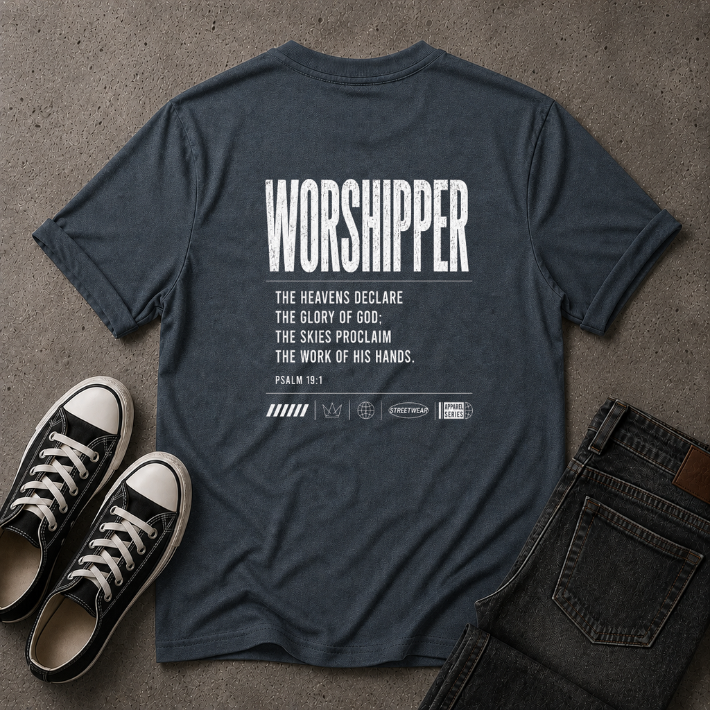 Worshipper Christian T-Shirt – Psalm 19:1 Worship Tee (BACK DESIGN)