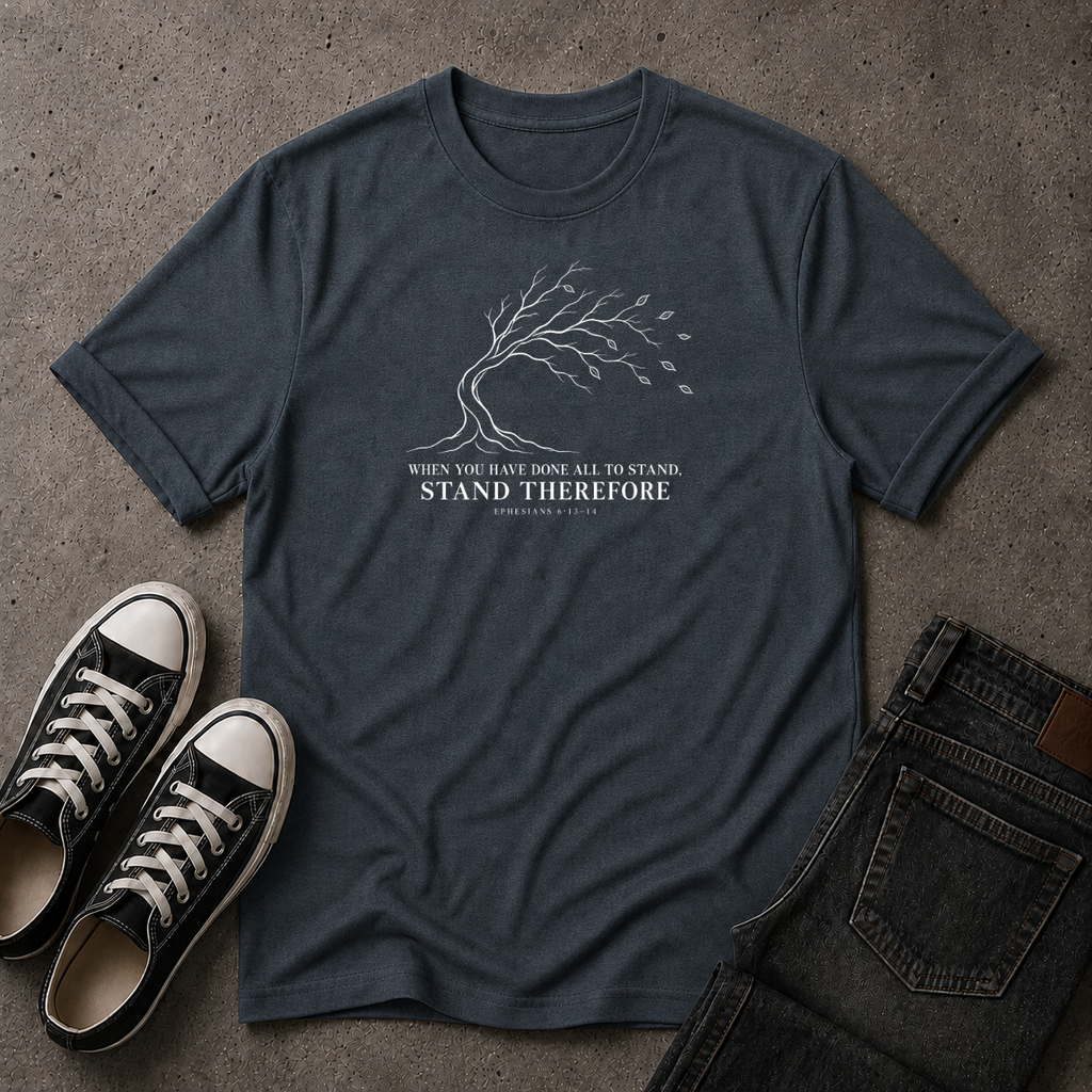 Ephesians 6:13 T-Shirt – Stand Therefore Christian Tee (FRONT DESIGN)