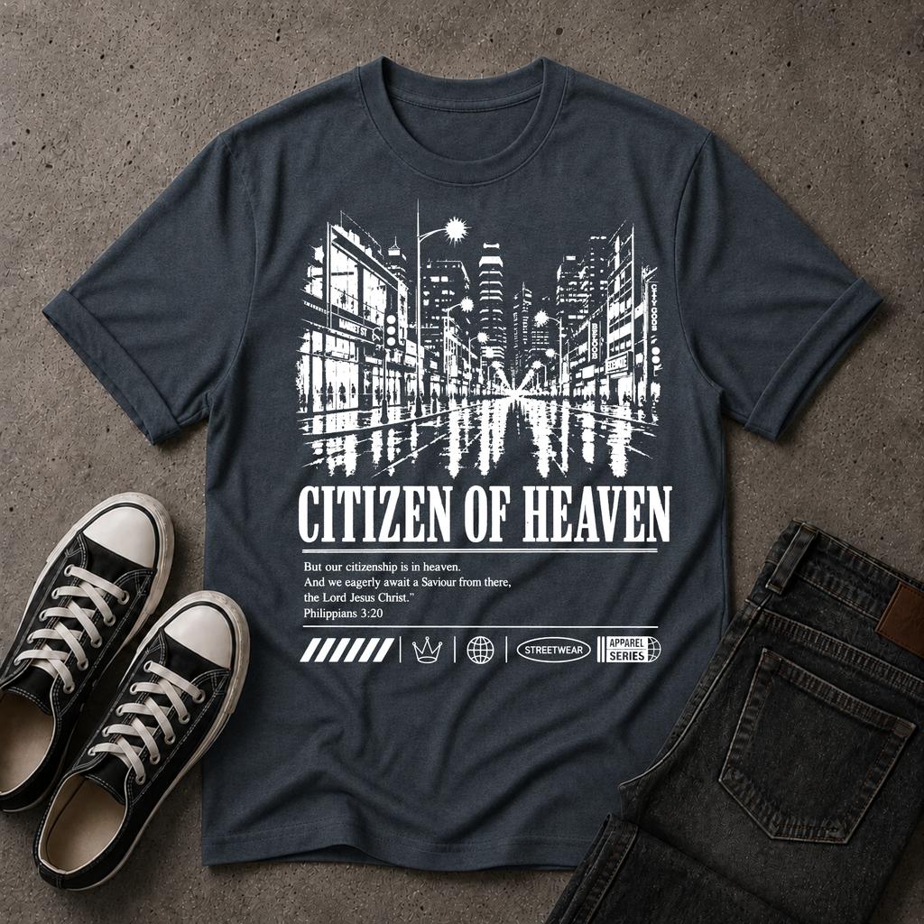 Citizen of Heaven Christian T-Shirt – Philippians 3:20 (BIG FRONT DESIGN)