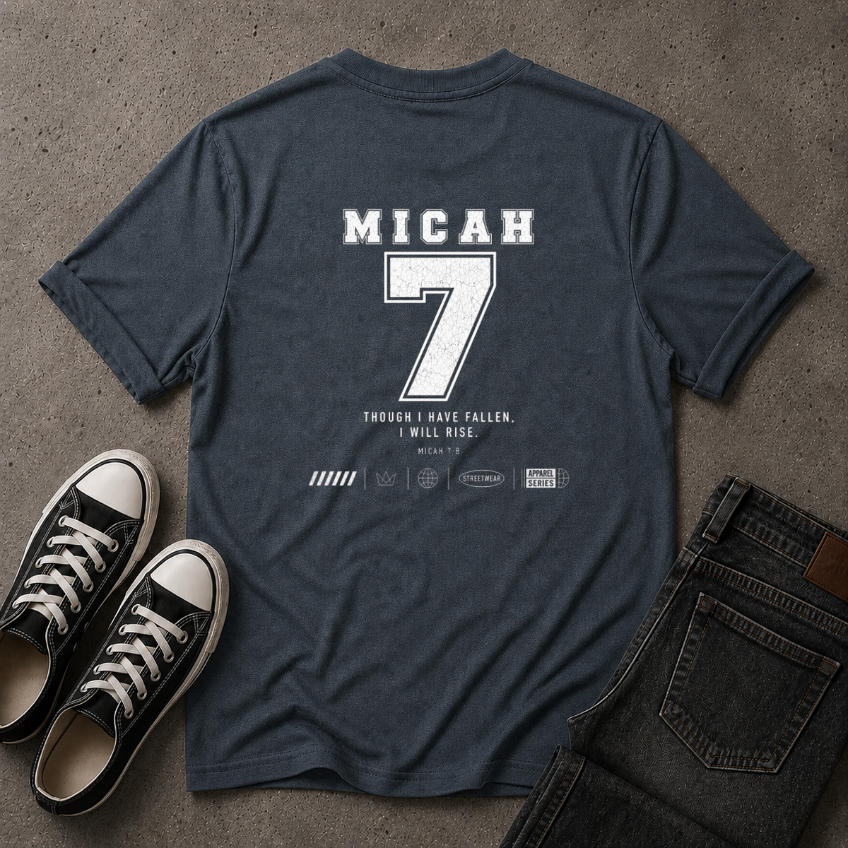 Micah 7 Christian T-Shirt – I Will Rise – (BACK DESIGN)