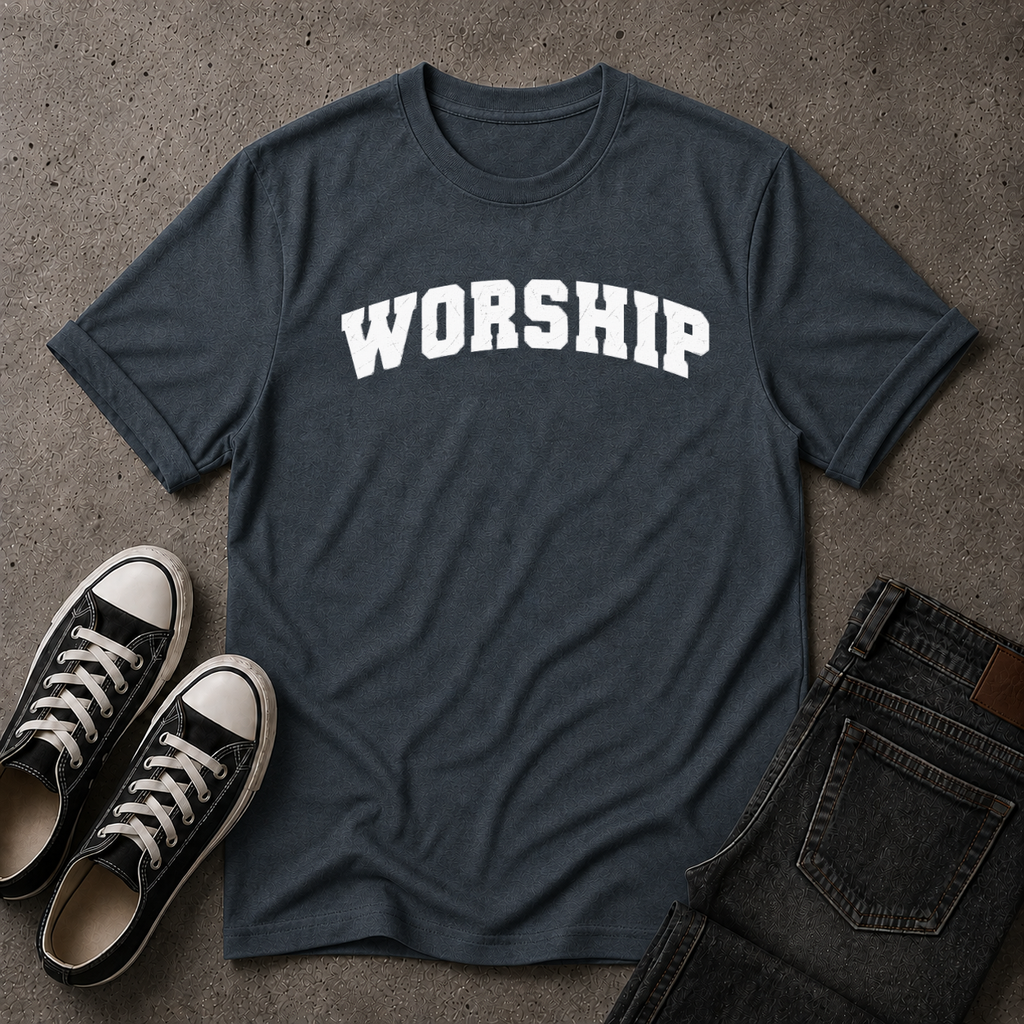 Worship Christian T-Shirt – Christian Streetwear Tee (FRONT DESIGN)