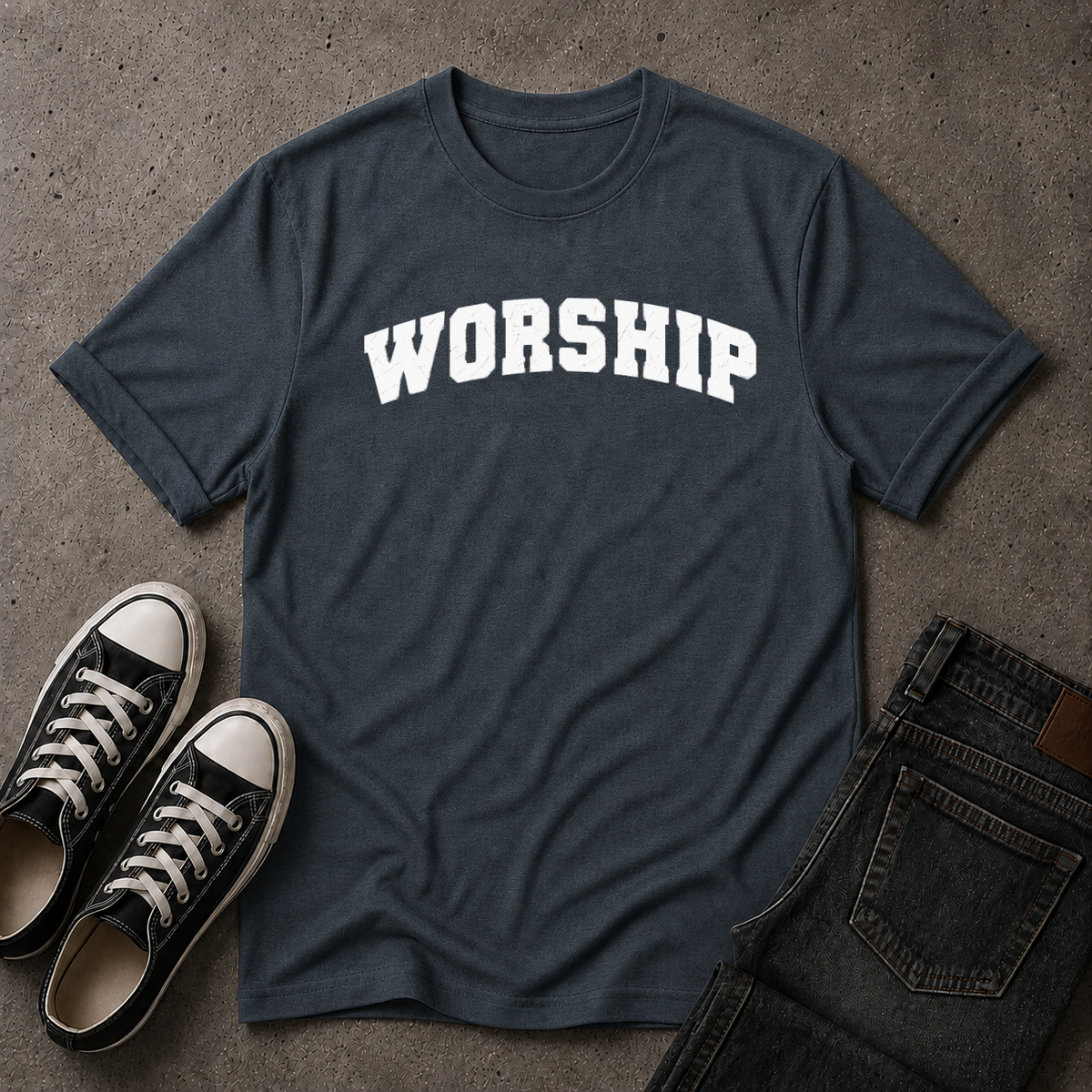 Worship Christian T-Shirt – Christian Streetwear Tee (FRONT DESIGN)