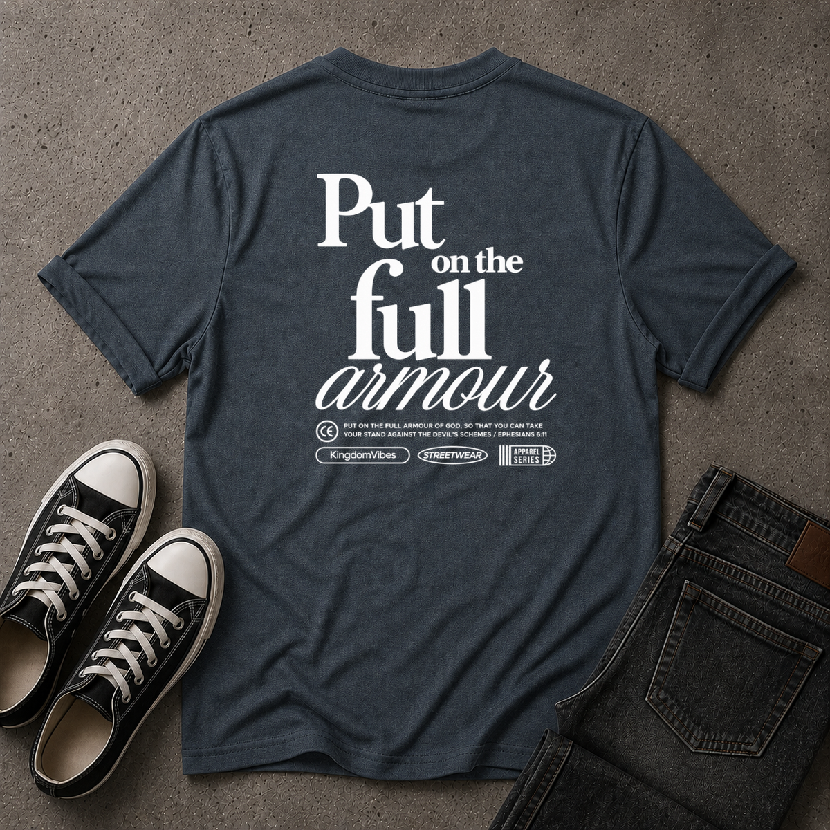 Full Armour of God T-Shirt – Ephesians 6:11 Christian Streetwear (BACK DESIGN)