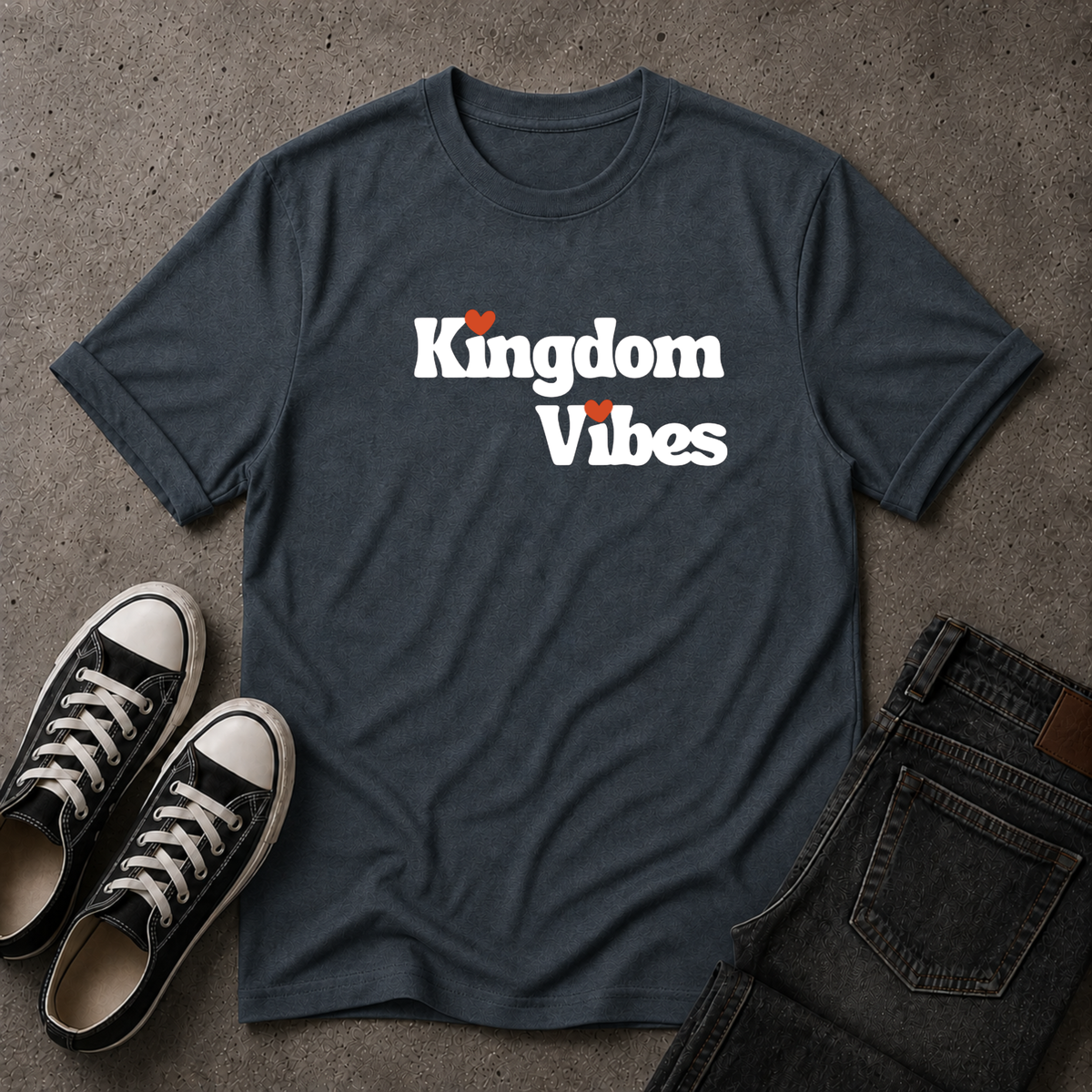 Kingdom Vibes Heart Logo T-Shirt – Christian Streetwear Tee (FRONT DESIGN)