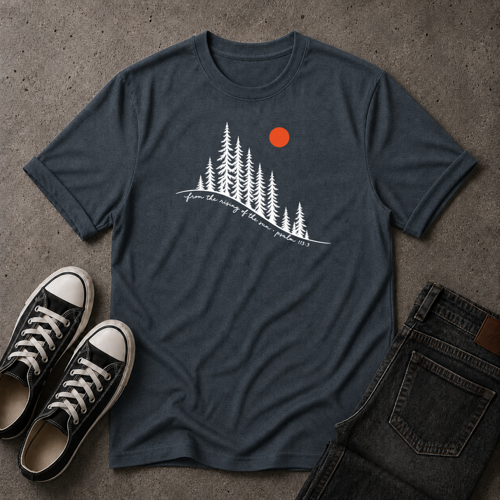 From the Rising of the Sun Christian T-Shirt – Psalm 113:3 (FRONT DESIGN)