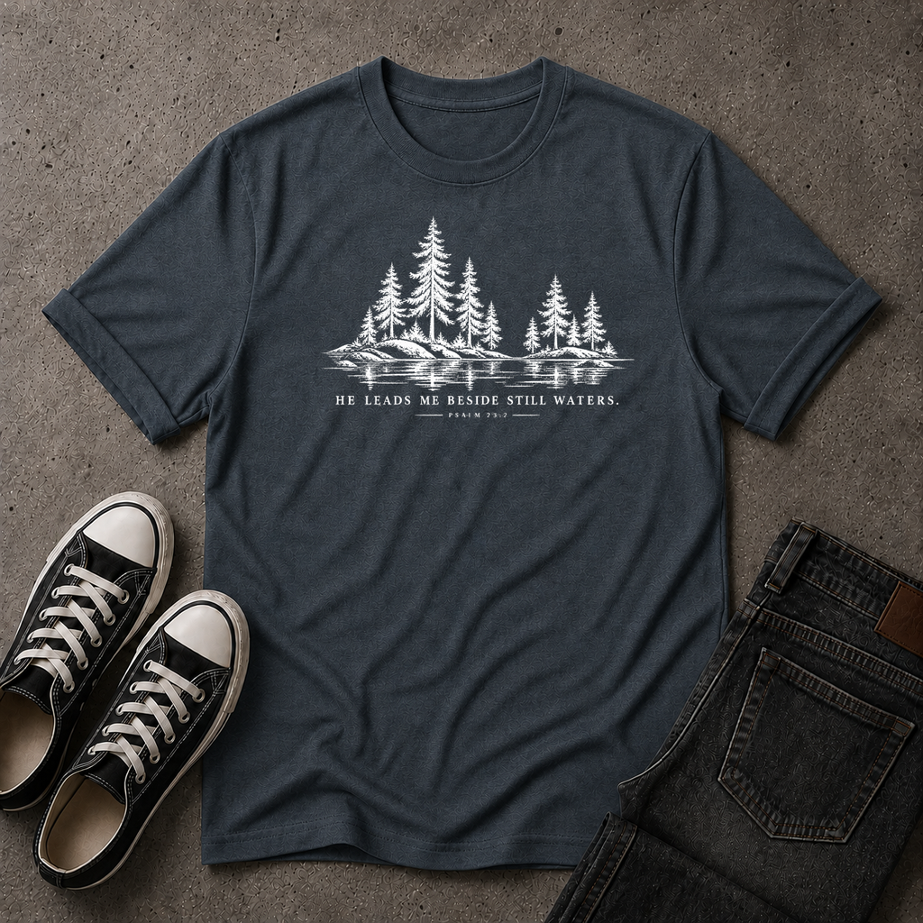 Still Waters T-Shirt | Psalm 23 Christian Tee (FRONT DESIGN)
