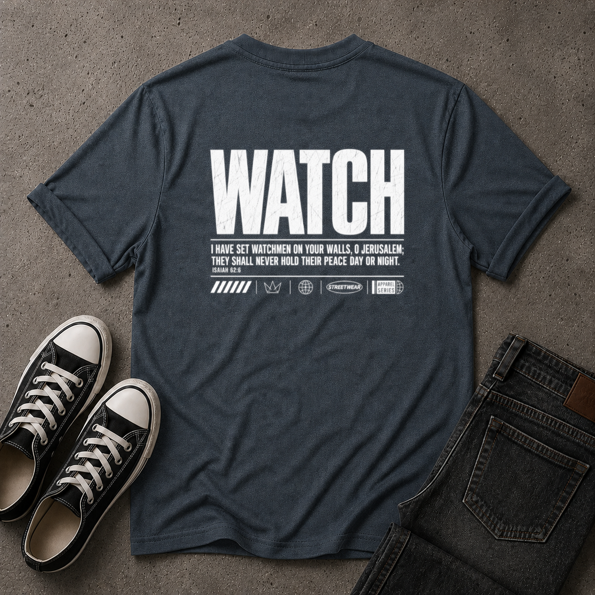 Watch Christian T-Shirt – Isaiah 62:6 Watchman Scripture Tee (BACK DESIGN)