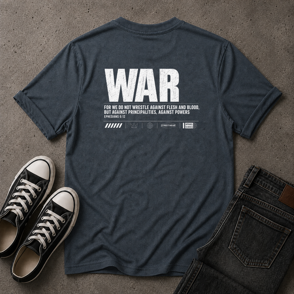 Spiritual Warfare Christian T-Shirt – Ephesians 6:12 (BACK DESIGN)