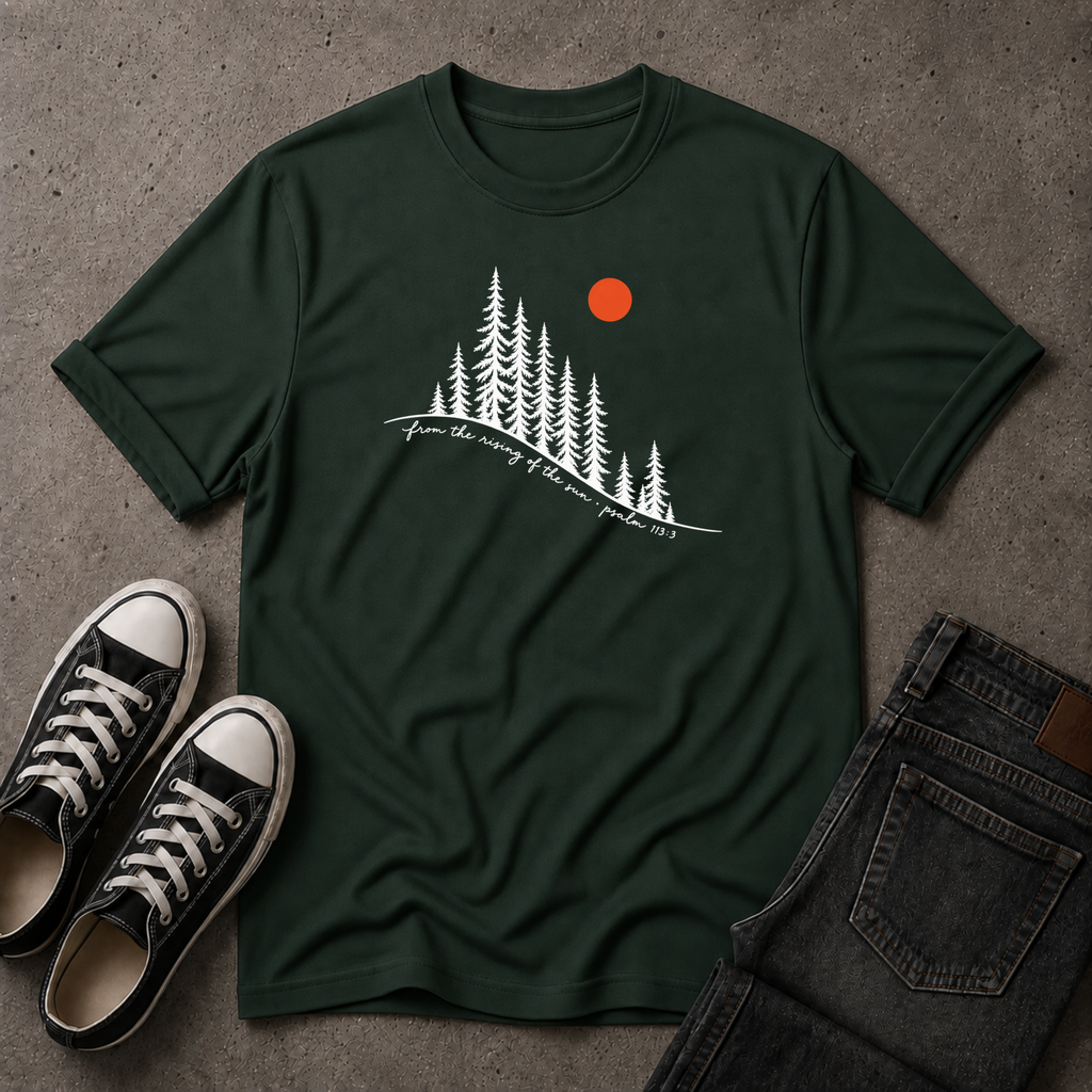 From the Rising of the Sun Christian T-Shirt – Psalm 113:3 (FRONT DESIGN)