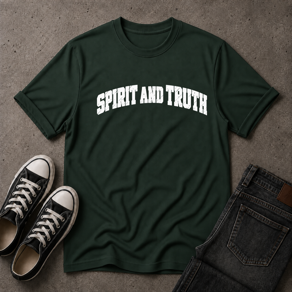 Spirit and Truth Christian T-Shirt – John 4:24 Worship Tee (FRONT DESIGN)