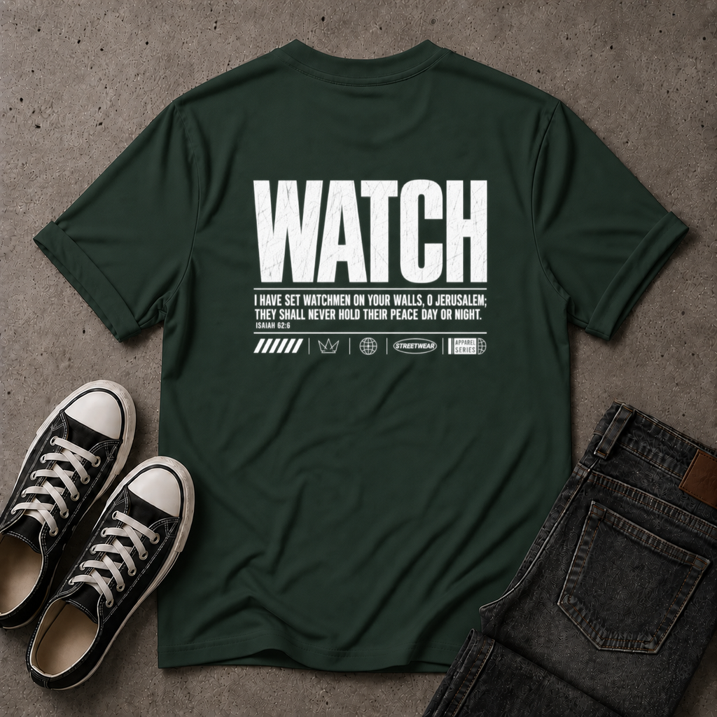 Watch Christian T-Shirt – Isaiah 62:6 Watchman Scripture Tee (BACK DESIGN)
