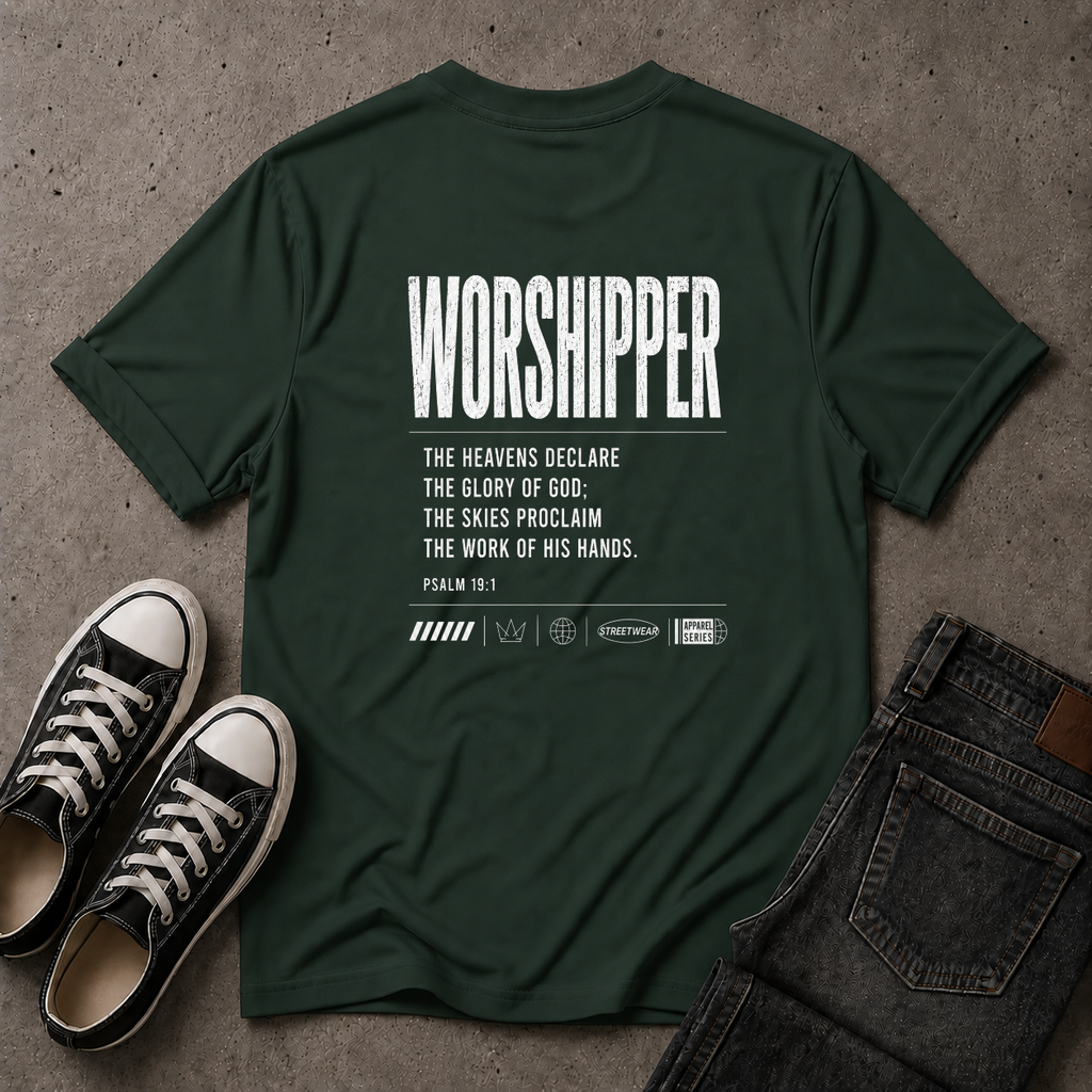 Worshipper Christian T-Shirt – Psalm 19:1 Worship Tee (BACK DESIGN)