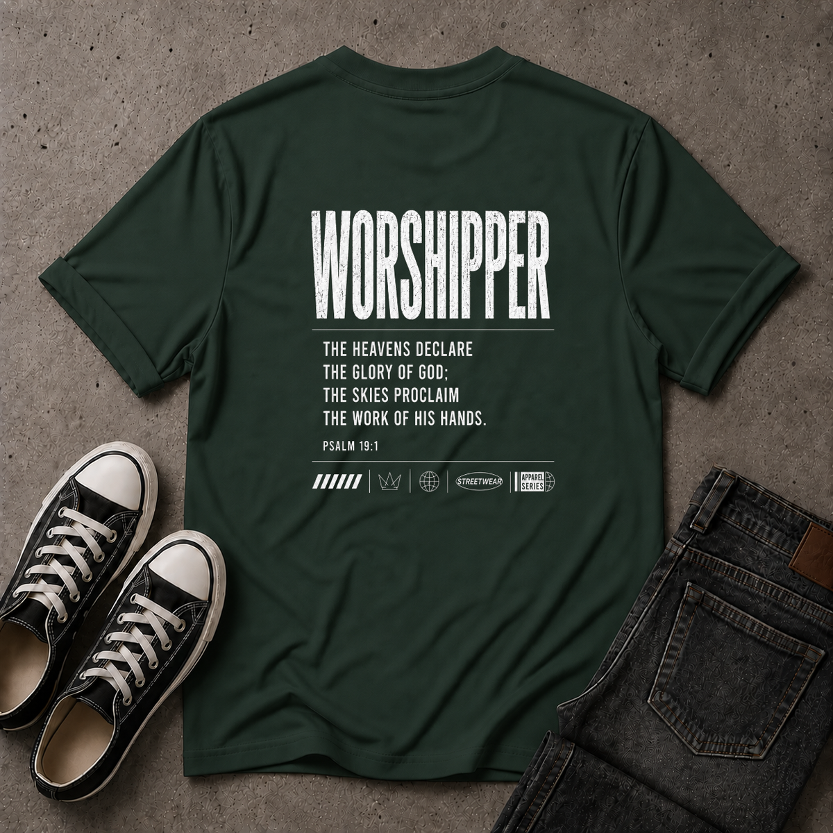 Worshipper Christian T-Shirt – Psalm 19:1 Worship Tee (BACK DESIGN)
