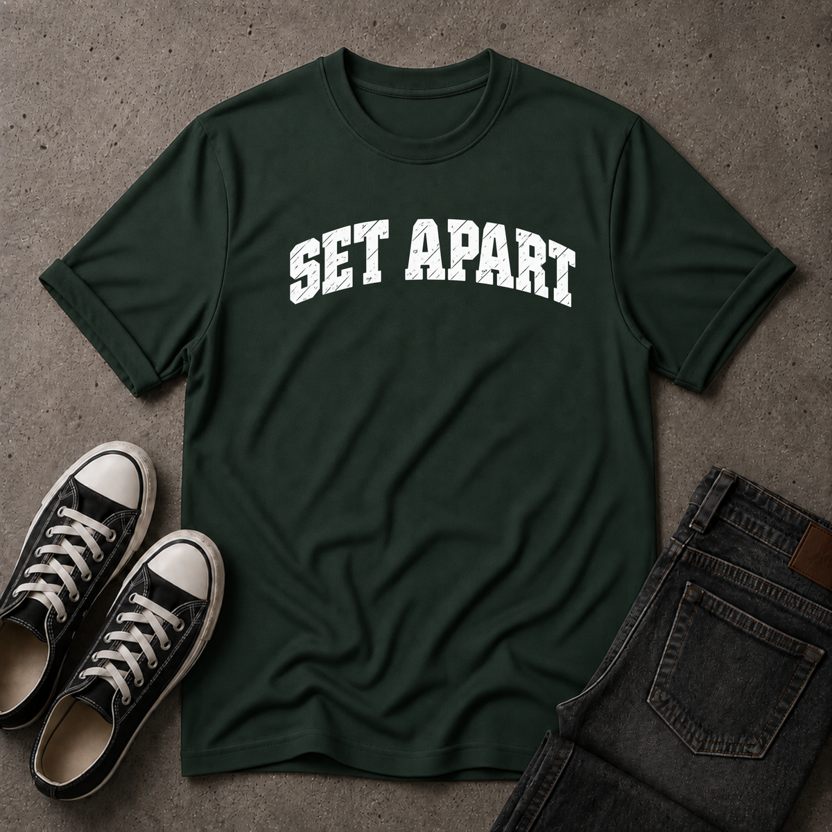 Set Apart Christian T-Shirt – Distressed Faith Streetwear Tee (FRONT DESIGN)