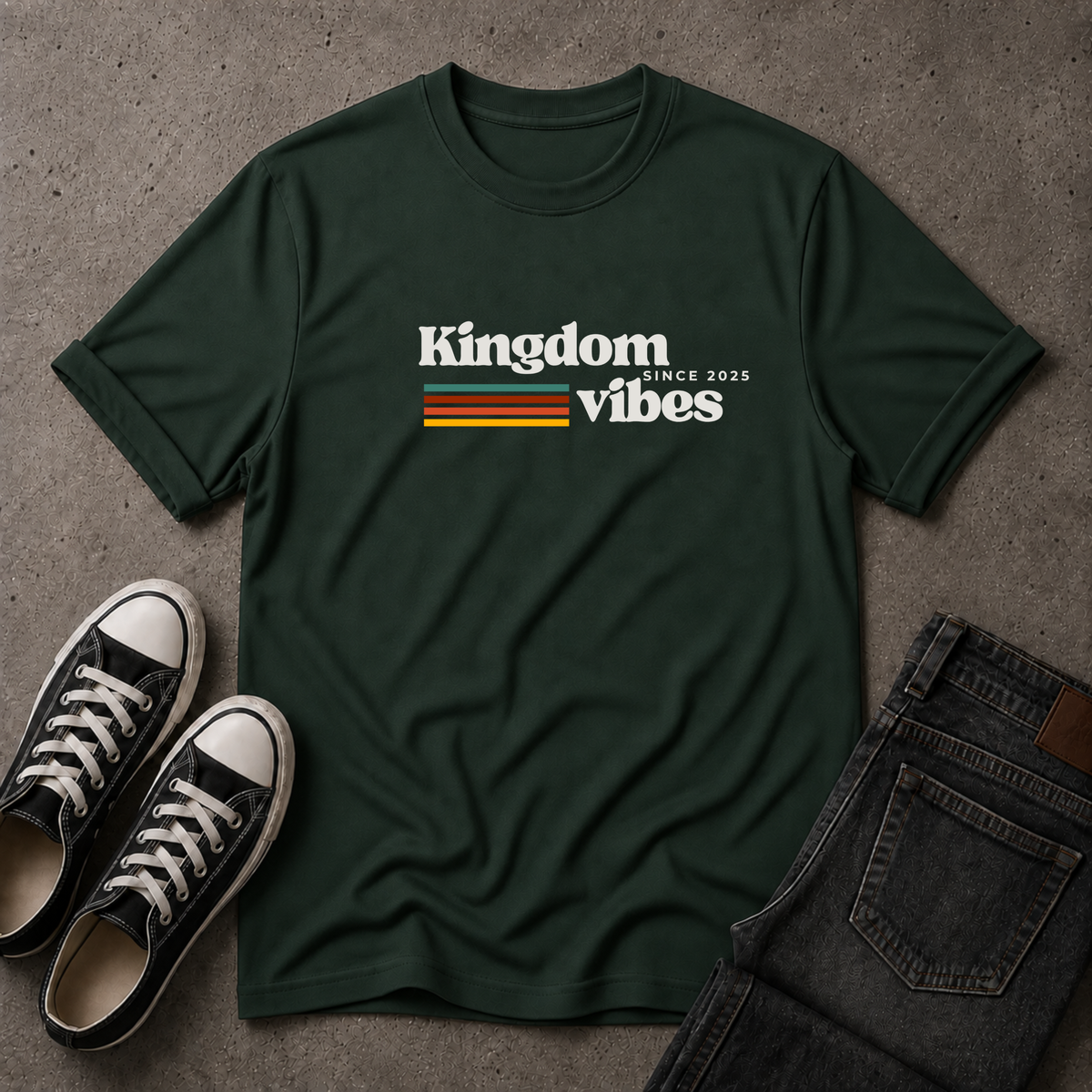 Kingdom Vibes Retro T-Shirt – Christian Streetwear Tee (FRONT DESIGN)