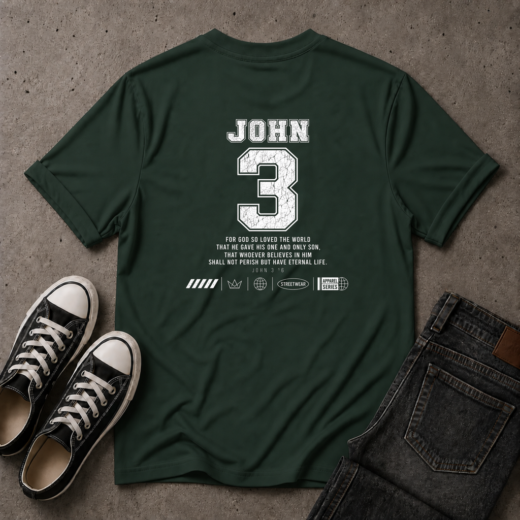 John 3:16 Christian T-Shirt – For God So Loved the World (BACK DESIGN)