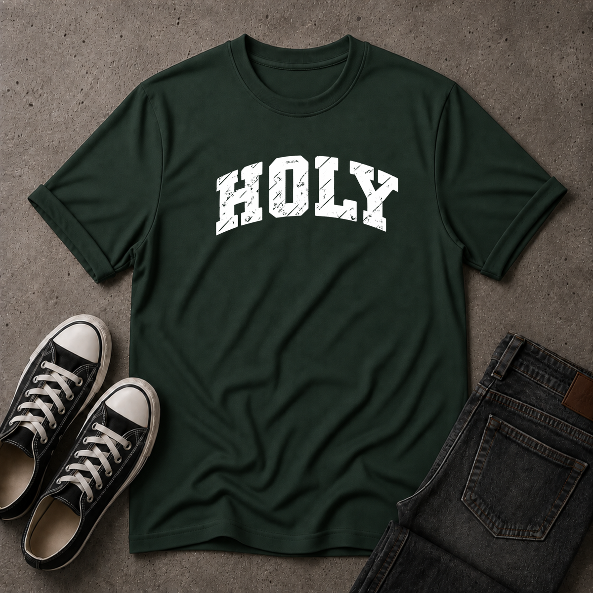 Holy Christian T-Shirt – Distressed Christian Streetwear Tee (FRONT DESIGN)