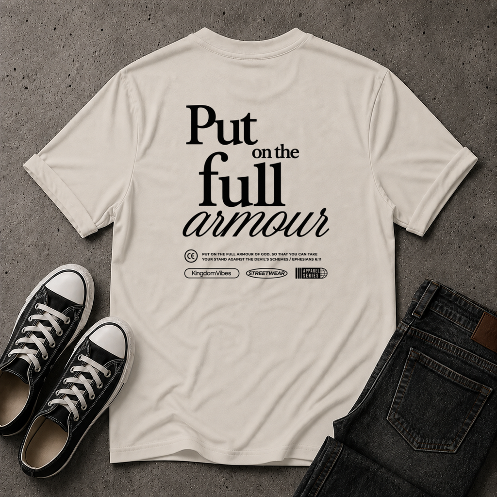 Full Armour of God T-Shirt – Ephesians 6:11 Christian Streetwear (BACK DESIGN)