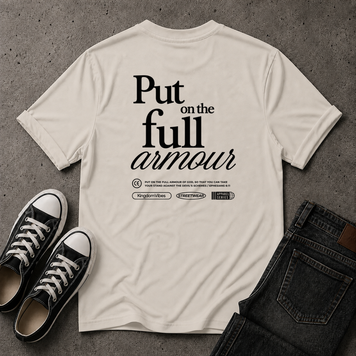 Full Armour of God T-Shirt – Ephesians 6:11 Christian Streetwear (BACK DESIGN)