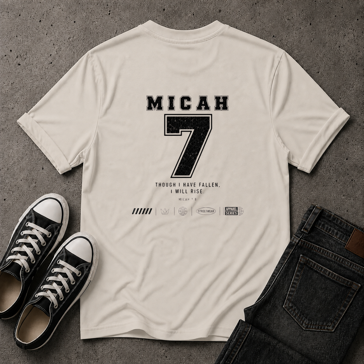 Micah 7 Christian T-Shirt – I Will Rise – (BACK DESIGN)