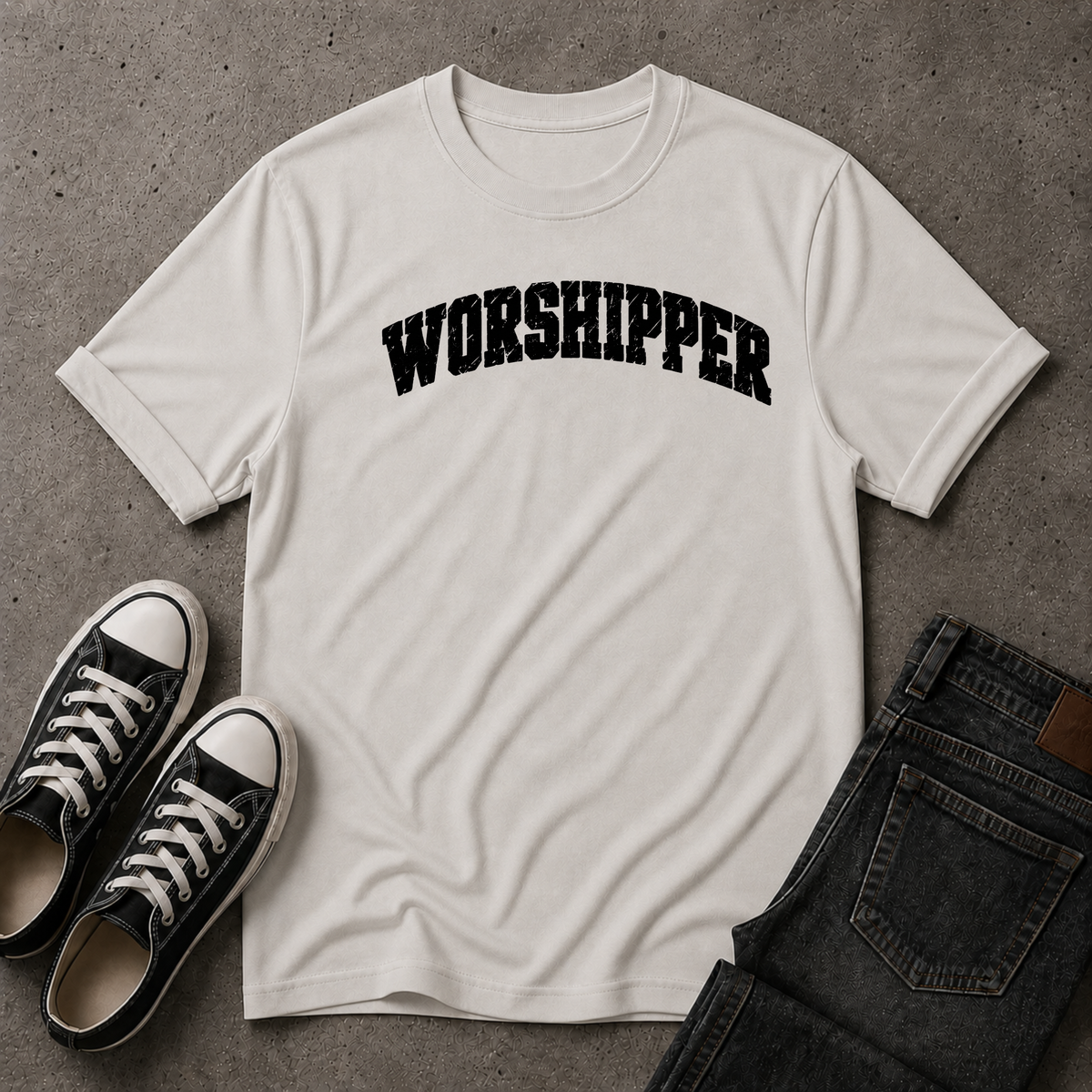 Worshipper Christian T-Shirt – Bold Christian Worship Tee (FRONT DESIGN)