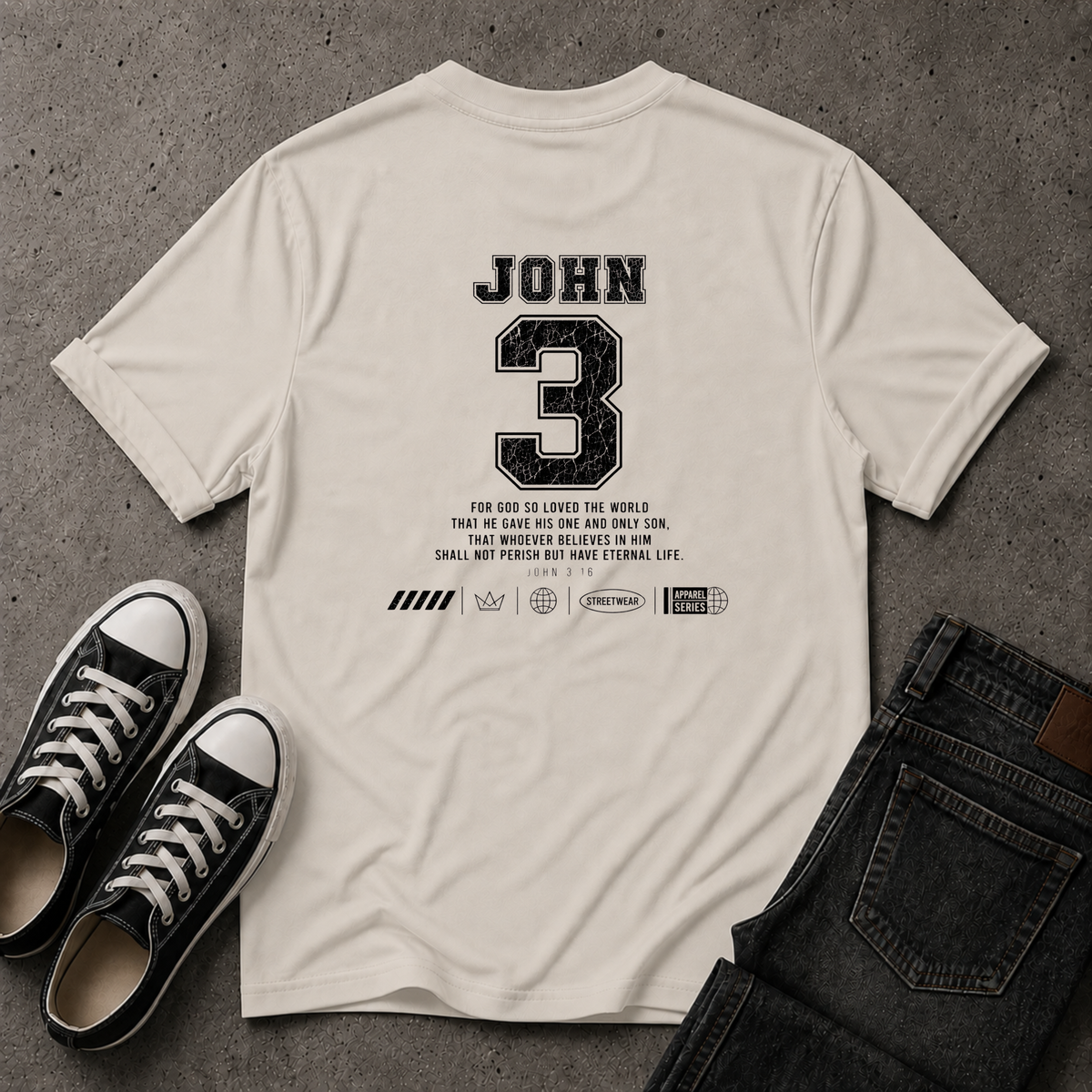 John 3:16 Christian T-Shirt – For God So Loved the World (BACK DESIGN)