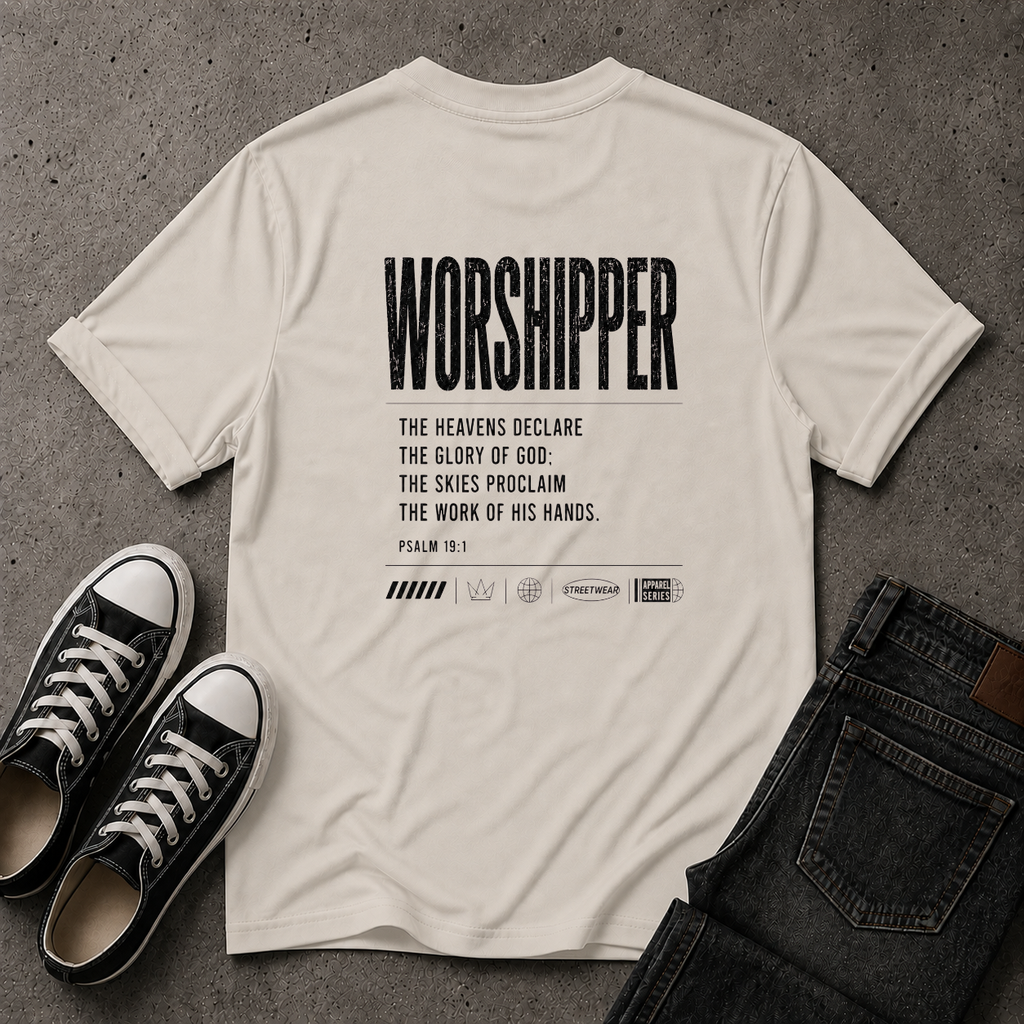 Worshipper Christian T-Shirt – Psalm 19:1 Worship Tee (BACK DESIGN)