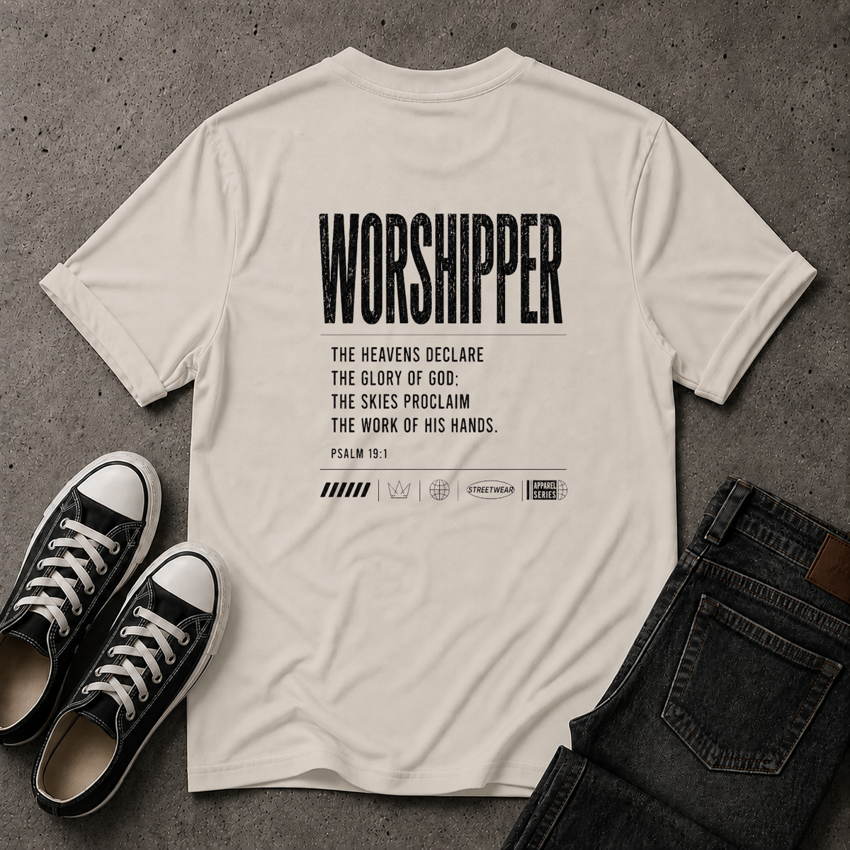 Worshipper Christian T-Shirt – Psalm 19:1 Worship Tee (BACK DESIGN)