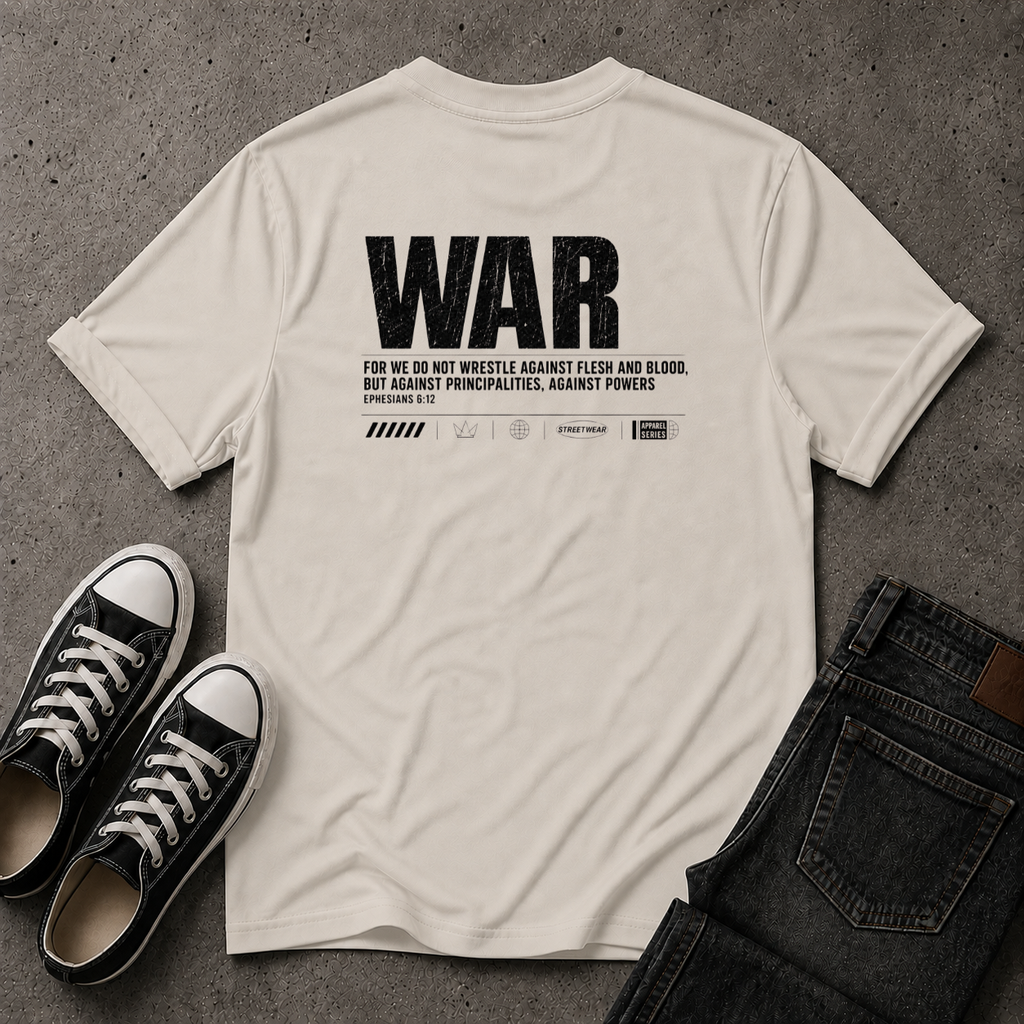 Spiritual Warfare Christian T-Shirt – Ephesians 6:12 (BACK DESIGN)
