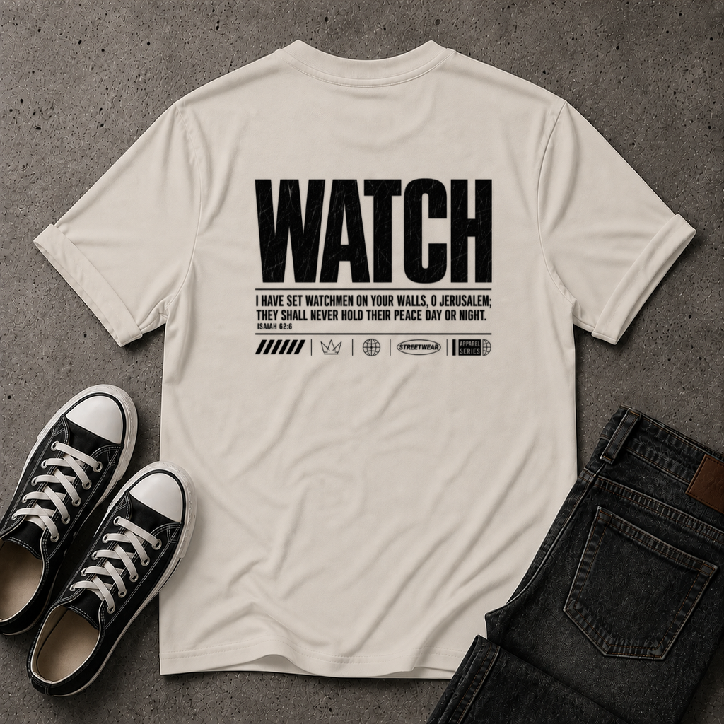 Watch Christian T-Shirt – Isaiah 62:6 Watchman Scripture Tee (BACK DESIGN)