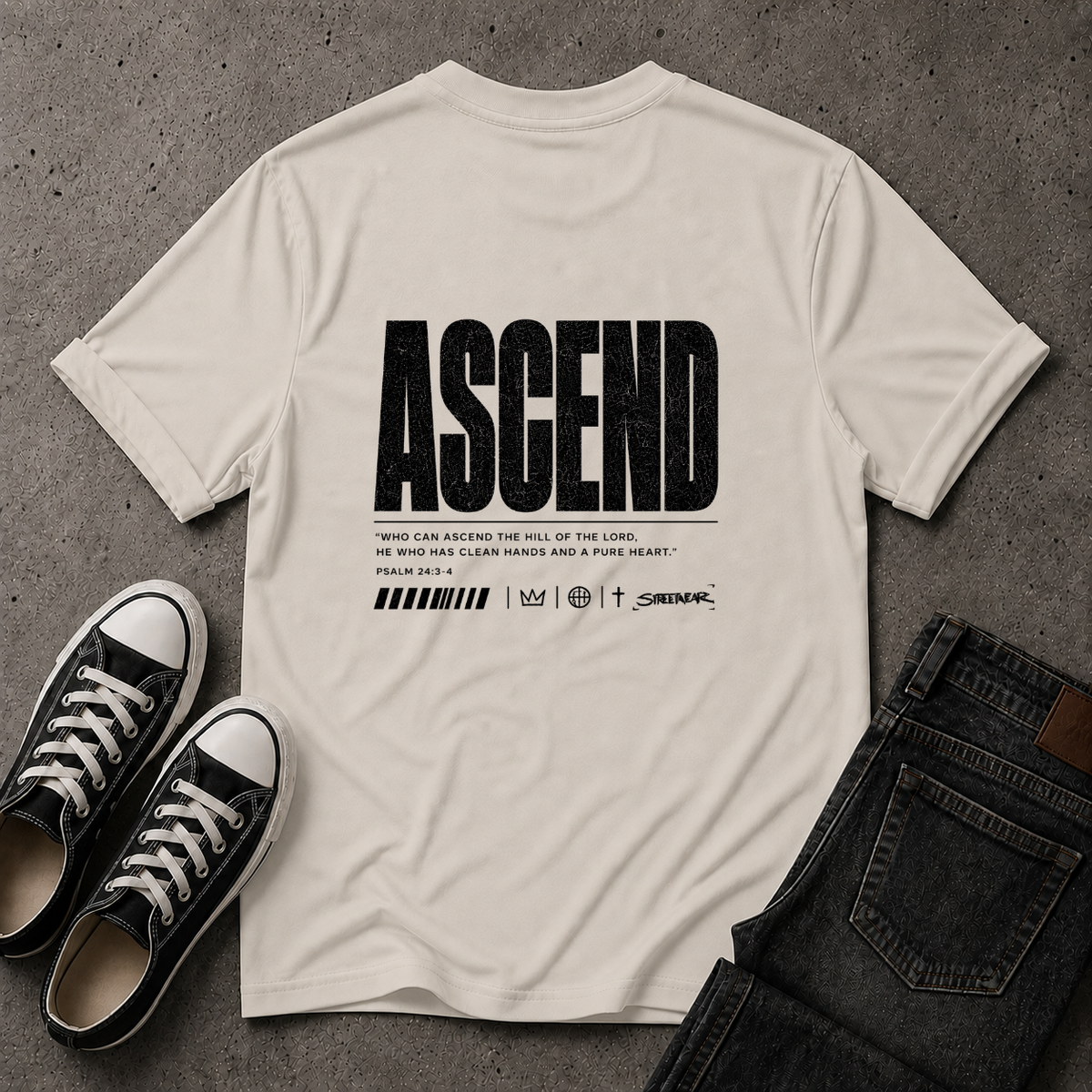 Ascend Christian T-Shirt – Psalm 24:3-4 – (BACK DESIGN)