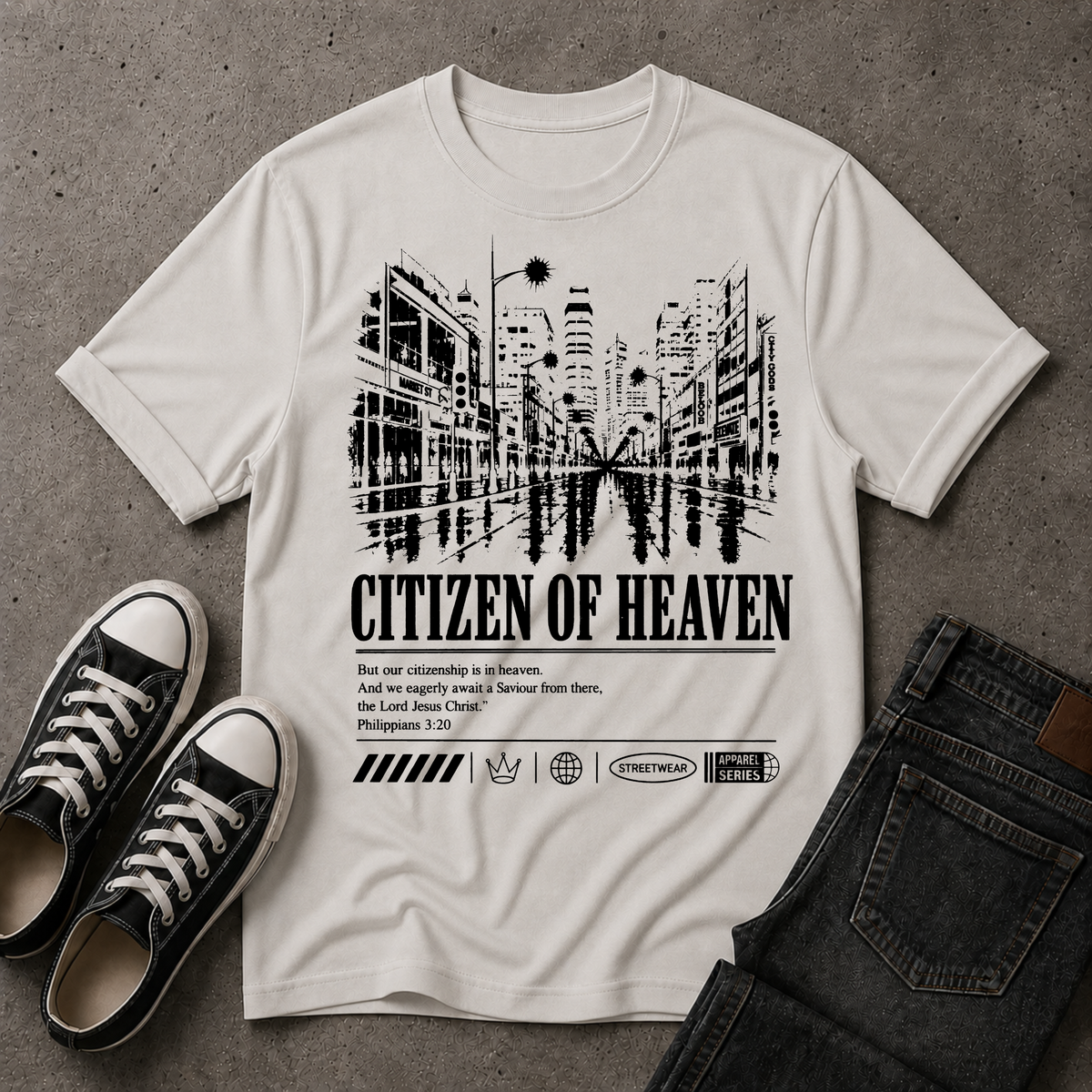 Citizen of Heaven Christian T-Shirt – Philippians 3:20 (BIG FRONT DESIGN)