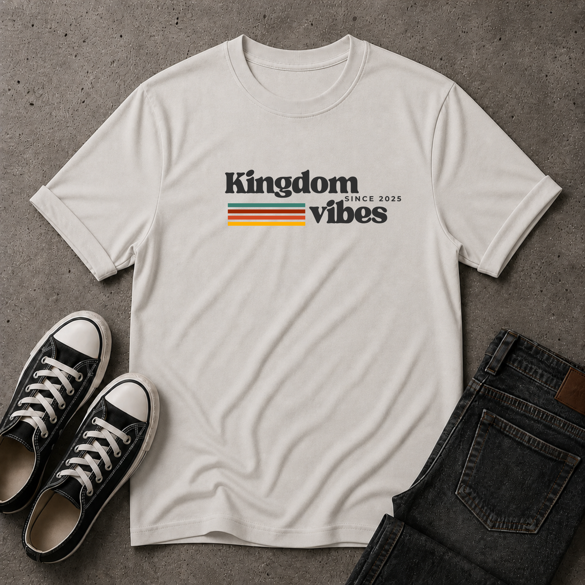 Kingdom Vibes Retro T-Shirt – Christian Streetwear Tee (FRONT DESIGN)