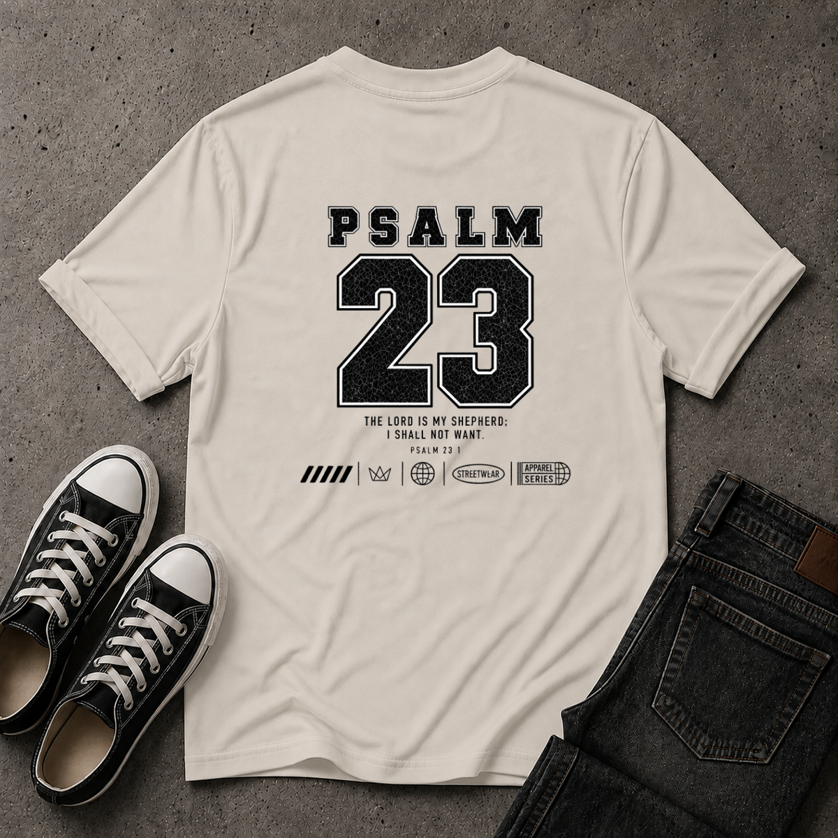 Psalm 23 Christian T-Shirt – The Lord Is My Shepherd – (BACK DESIGN)