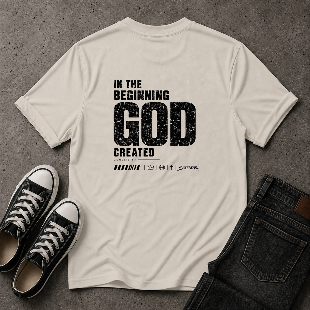In the Beginning God Created T-Shirt – Genesis 1:1 (BACK DESIGN)