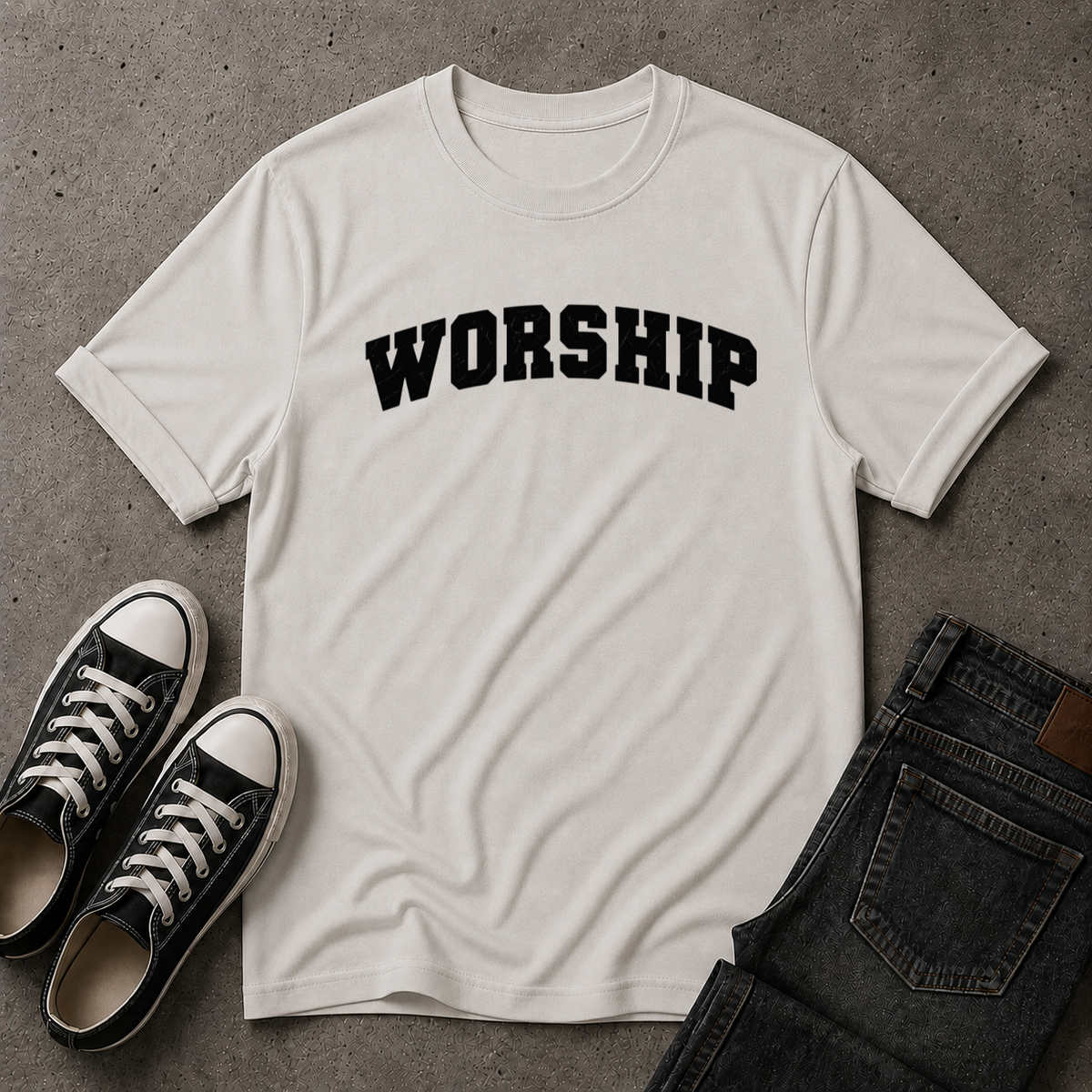 Worship Christian T-Shirt – Christian Streetwear Tee (FRONT DESIGN)
