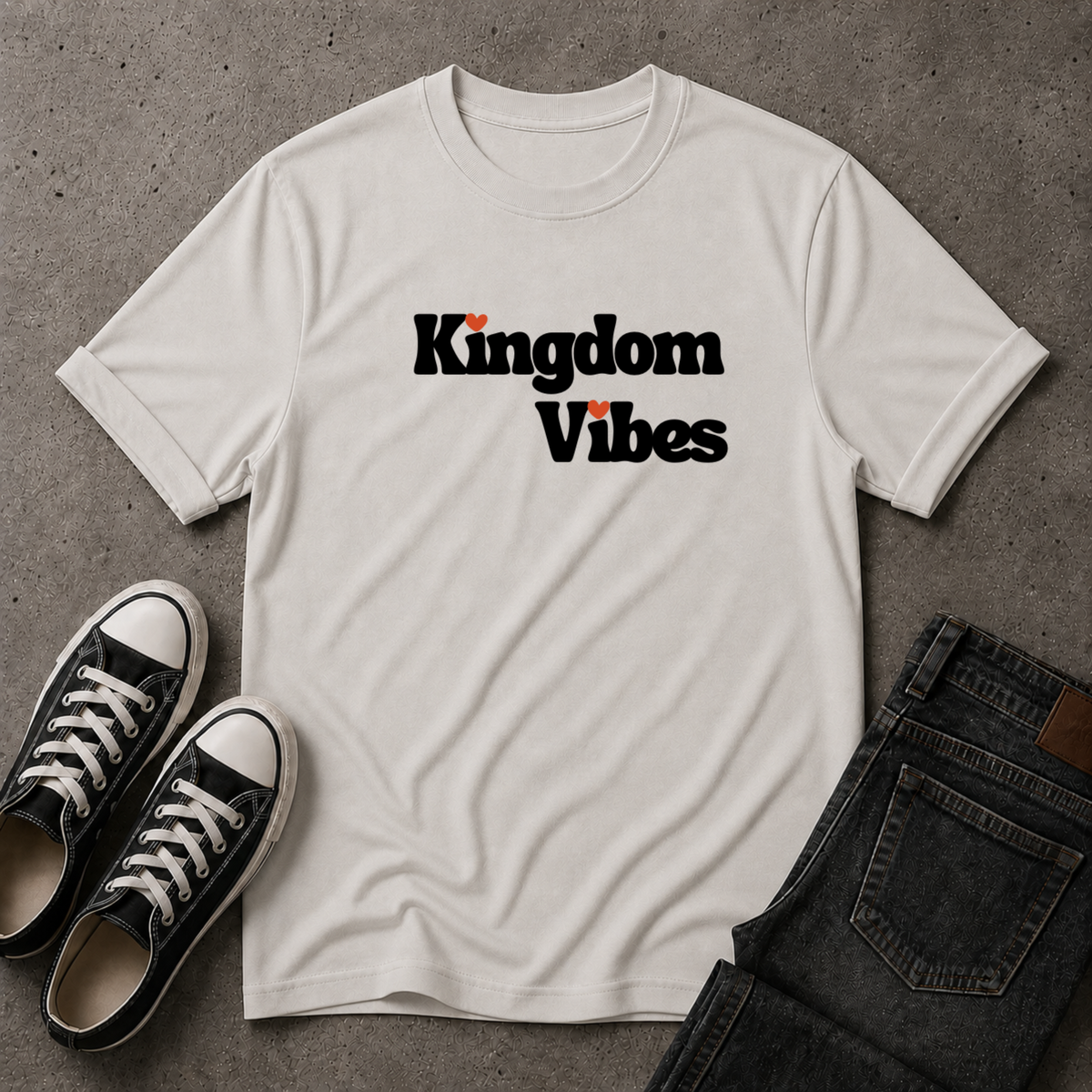 Kingdom Vibes Heart Logo T-Shirt – Christian Streetwear Tee (FRONT DESIGN)