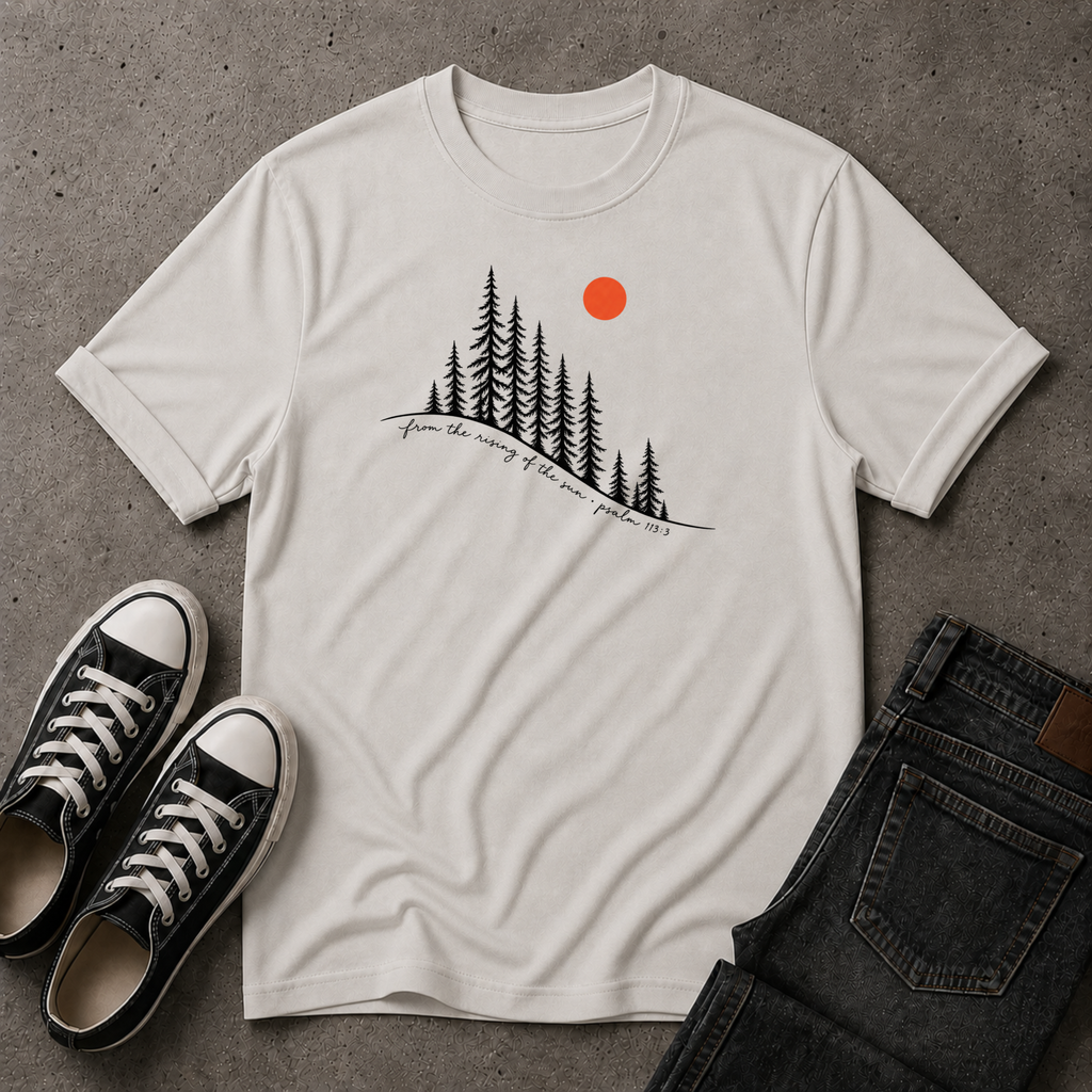From the Rising of the Sun Christian T-Shirt – Psalm 113:3 (FRONT DESIGN)