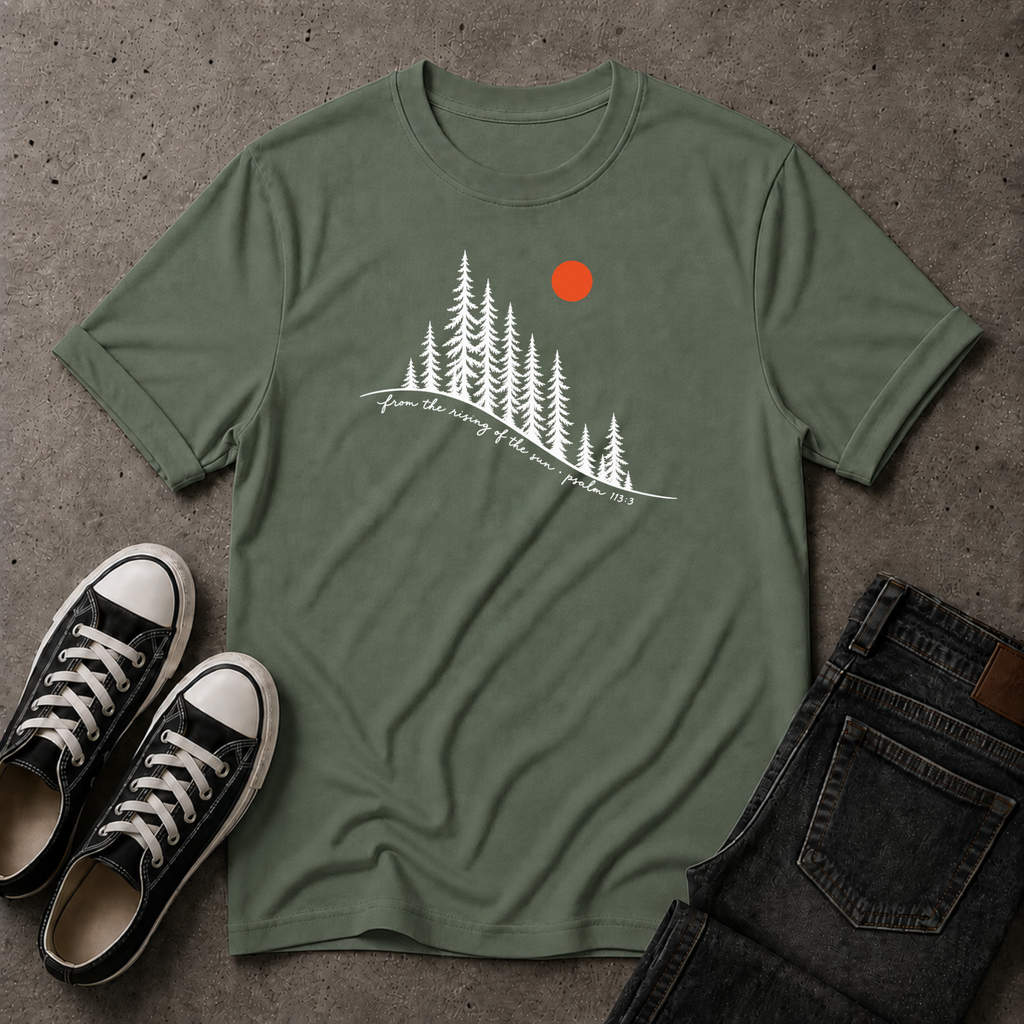 From the Rising of the Sun Christian T-Shirt – Psalm 113:3 (FRONT DESIGN)
