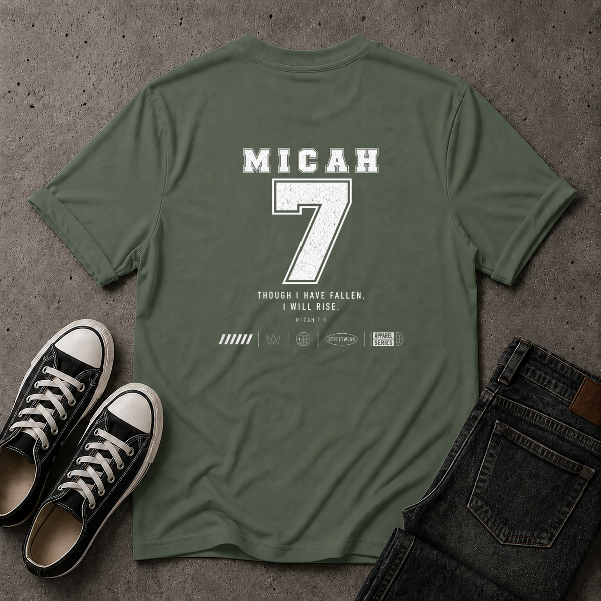 Micah 7 Christian T-Shirt – I Will Rise – (BACK DESIGN)