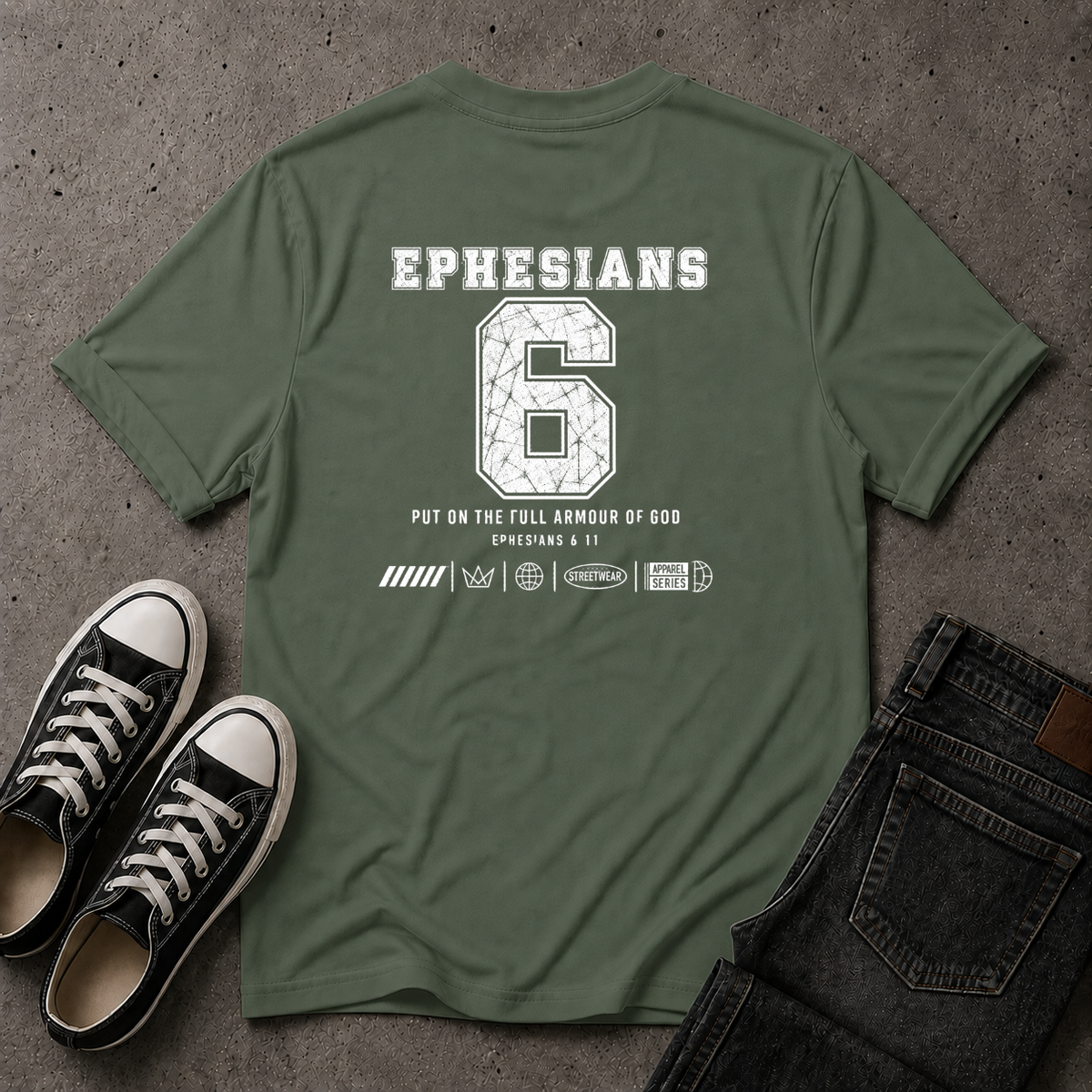 Ephesians 6 Christian T-Shirt – Armour of God – (BACK DESIGN)